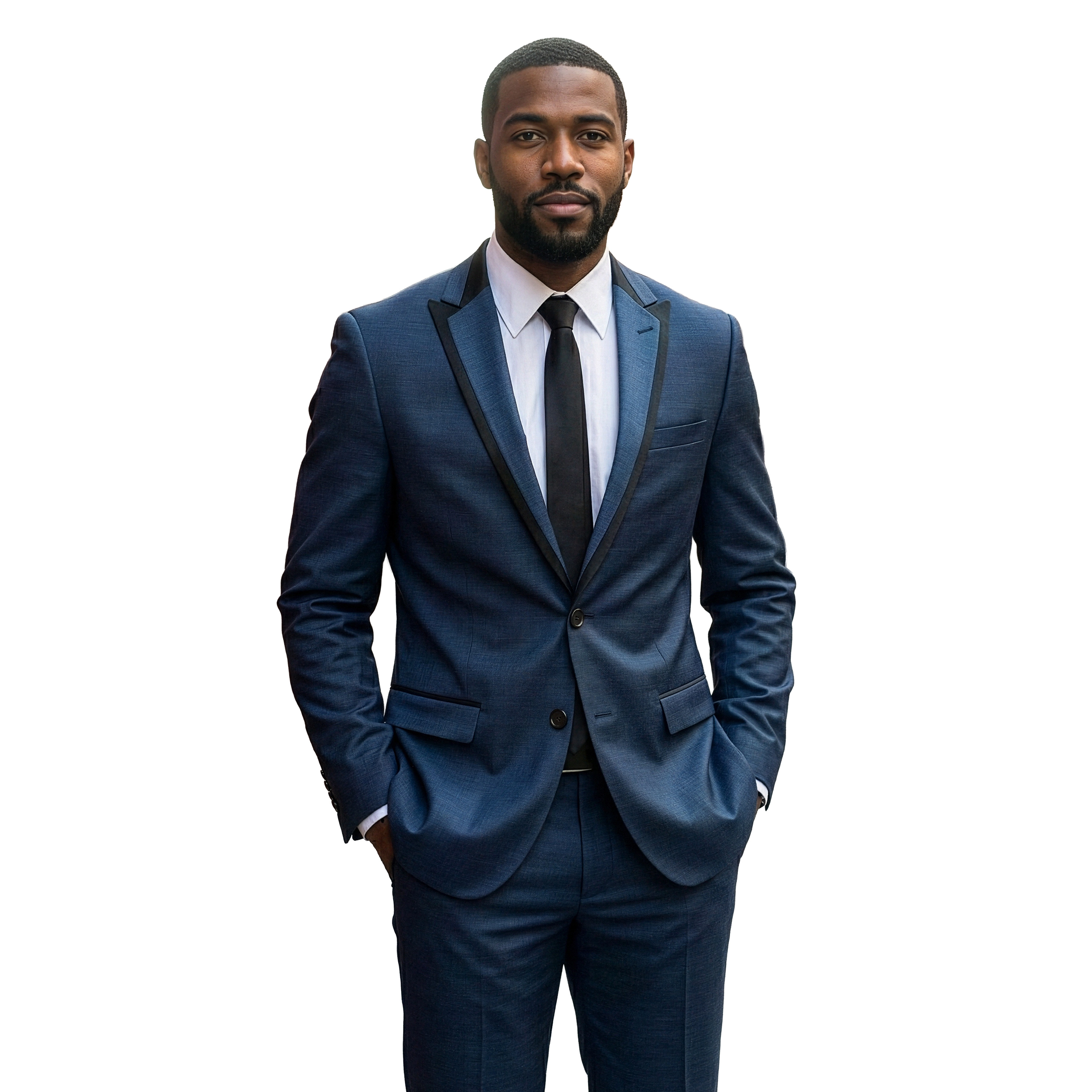 Tazzio Mens Slim Fit 2 Piece Suit Set, Layered Notch Lapel With Satin Peak Underlay