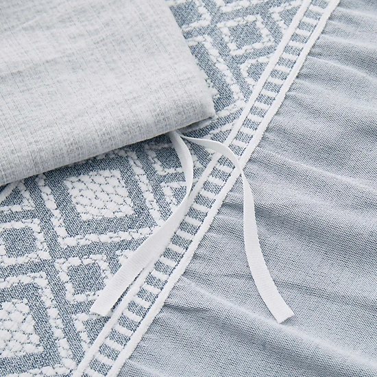 PEACENEST Geometric Stripe Textured Duvet Cover Set, Soft Lightweight Bedding Set