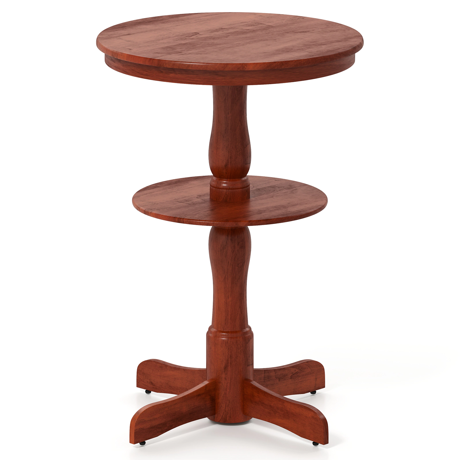 SUGIFT 2-Tier Round High Top Bar Table with Storage Shelf and Pedestal Base 88-lb Tabletop Capacity Espresso