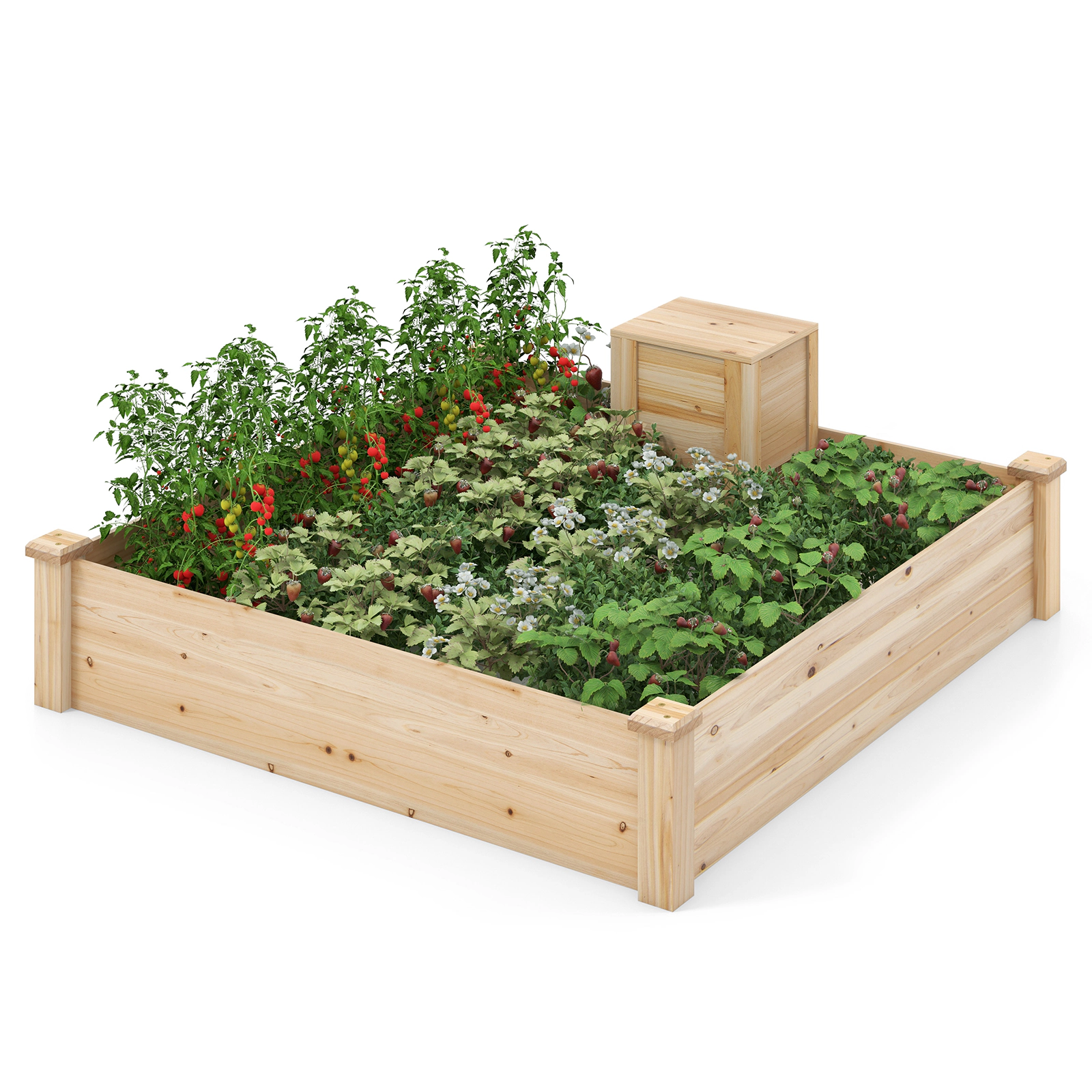 LJG 49 x 49 x 10 Inch Raised Garden Bed with Compost Bin and Open-Ended Bottom