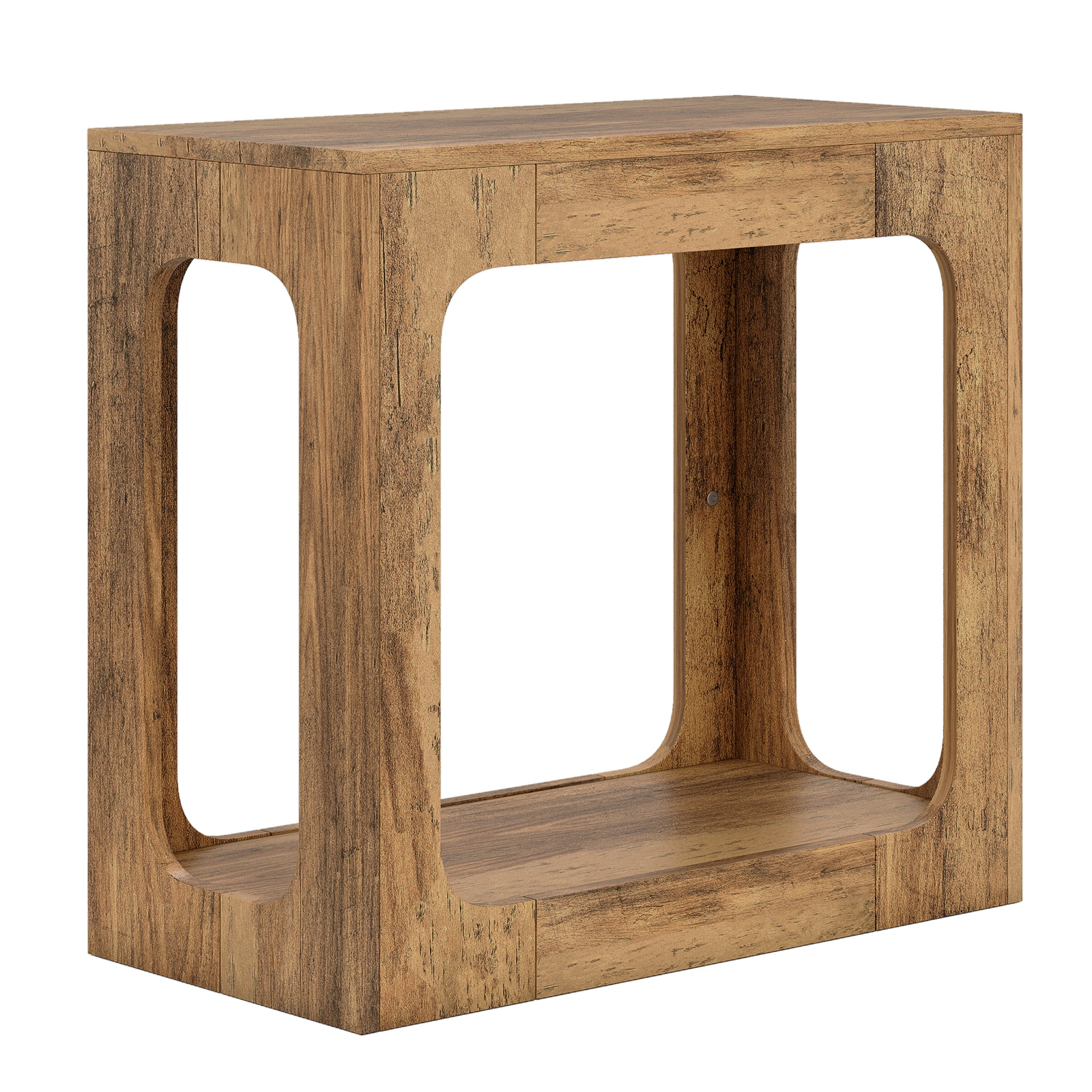SUGIFT 2-Tier Engineered Wood End Table with Storage Shelf 135-lb Capacity for Living Room Oak