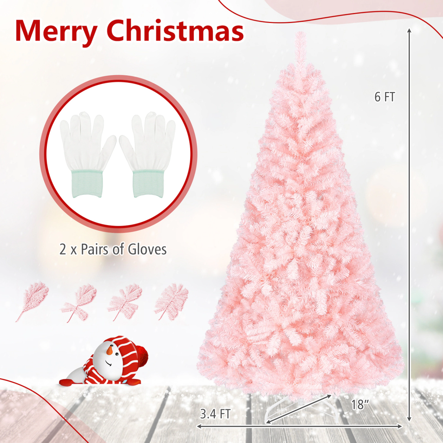 LJG 6/7 Feet Artificial Christmas Tree Hinged Full Fir Tree