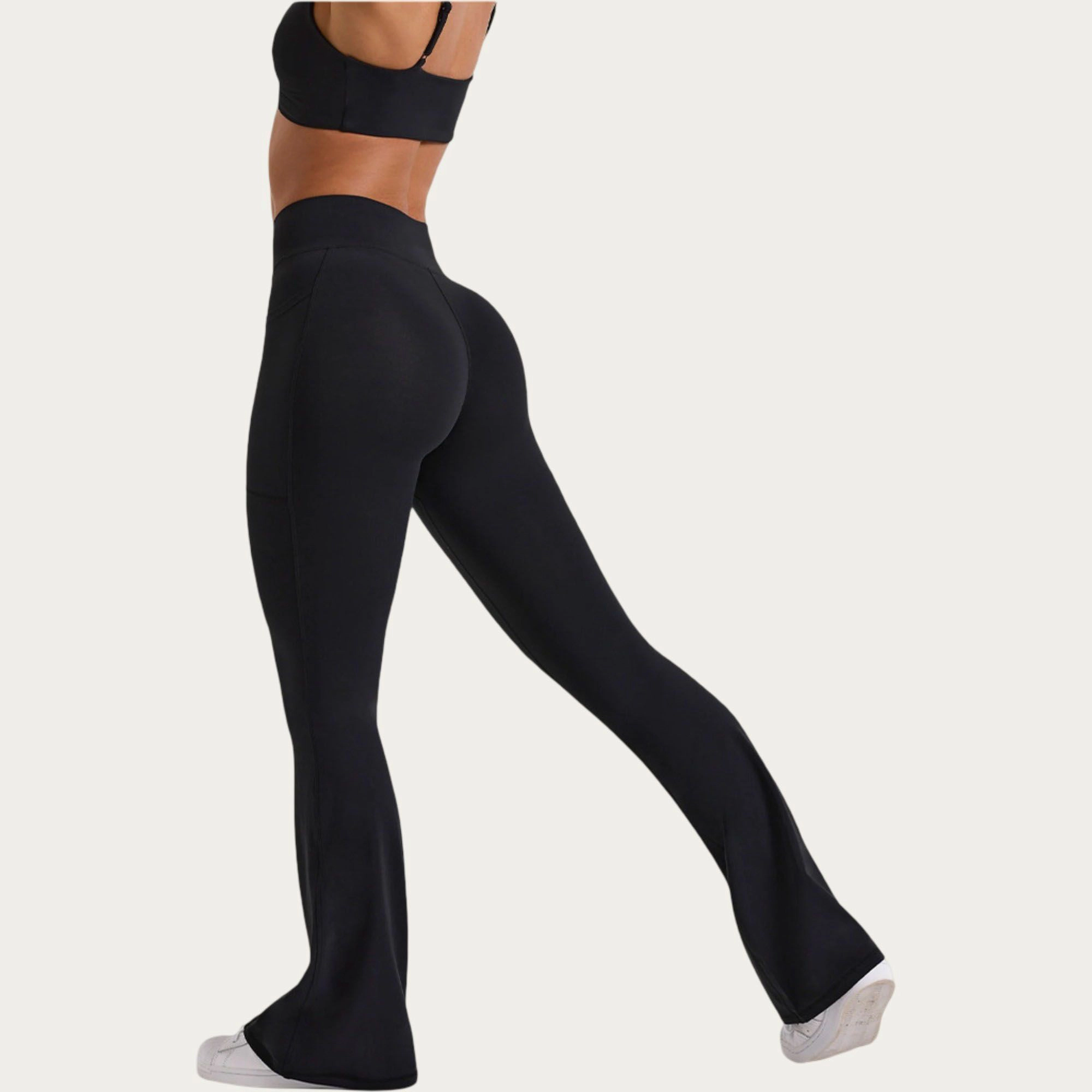 Anna-Kaci Active Women's V Waist Flare Yoga Pants with Cross Front High Stretch Fit Athletic Workout Leggings