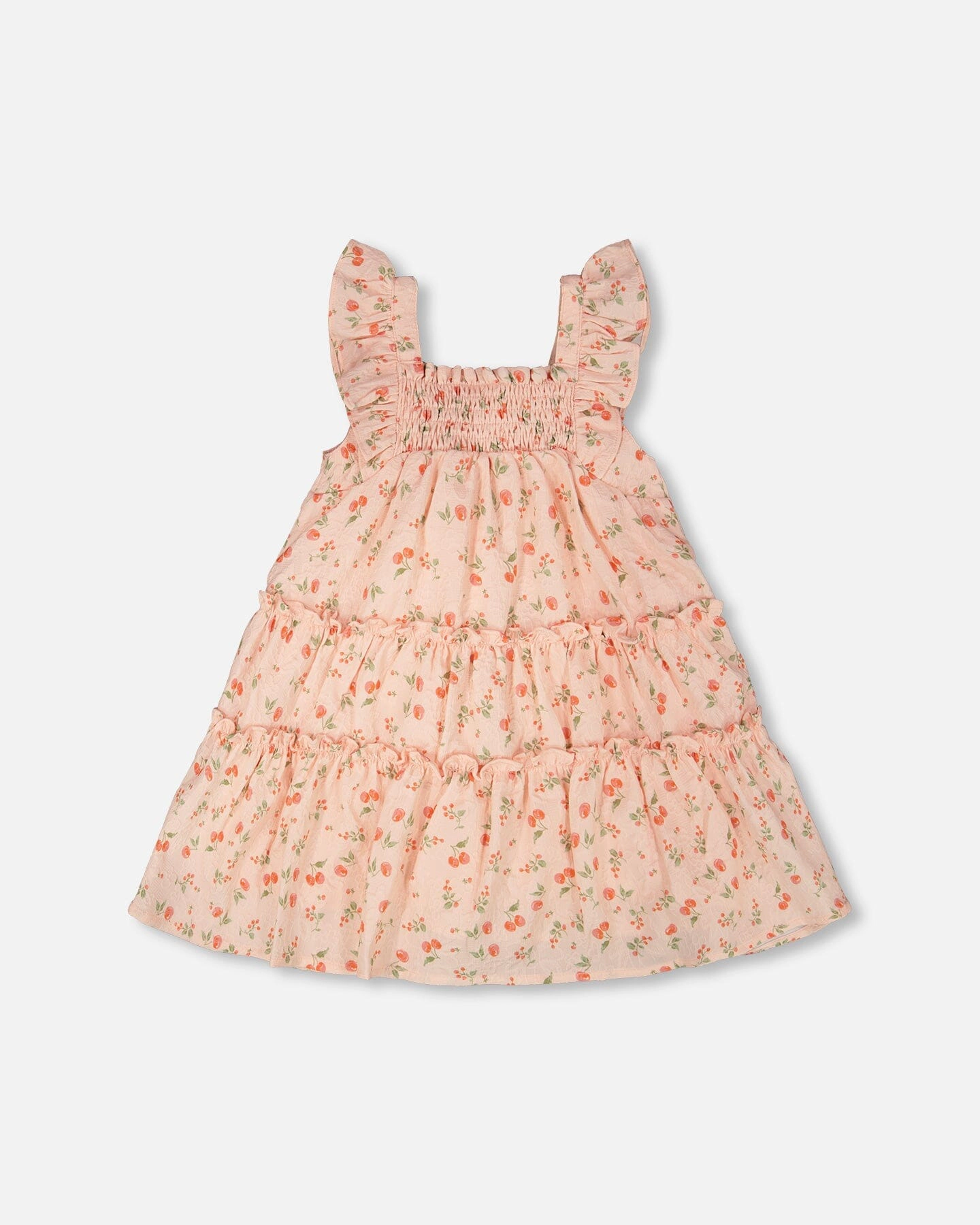 Deux par Girls Multi-Tiered Dress with Smocking Printed Flowers