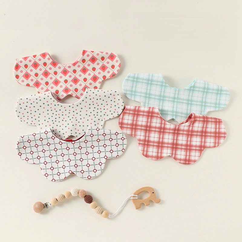 MyKids-USA Adorable Simple Pattern Cotton Snap-on Flowers Shaped Bib