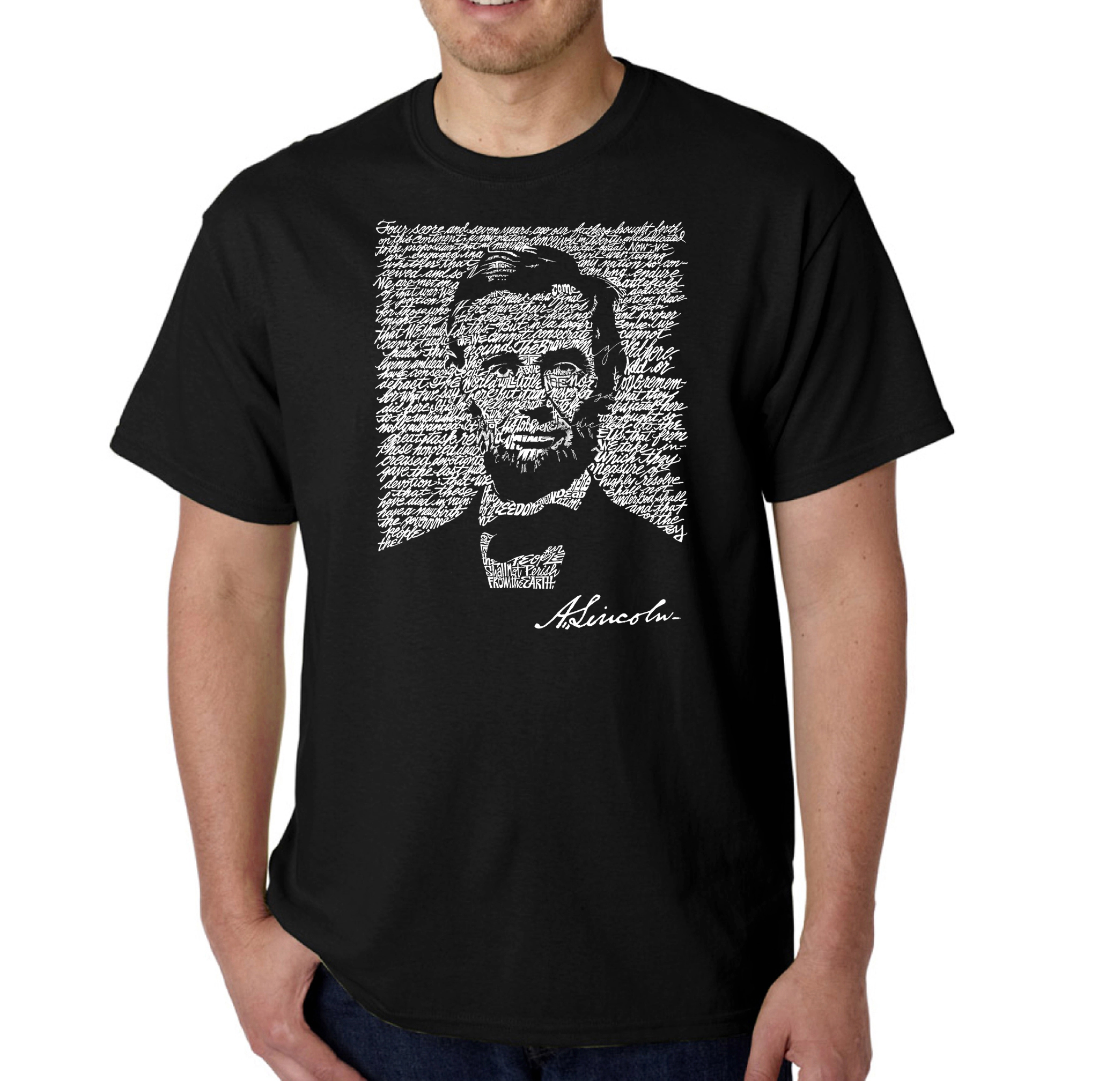 LA Pop Art Men's Word T-Shirt - Abraham Lincoln