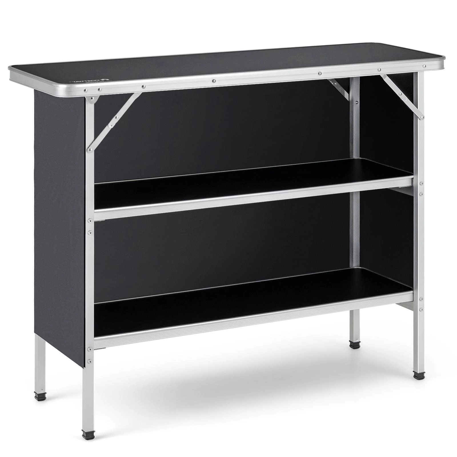 LJG Folding Camping Table with 2-Tier Open Shelves for Outdoor BBQ