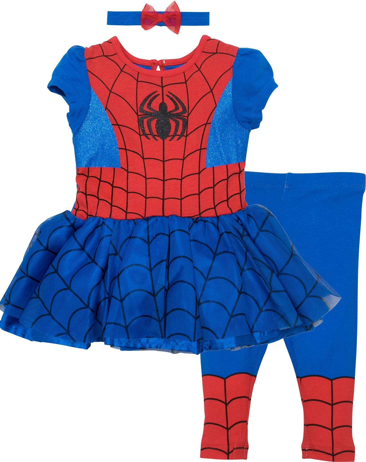 Marvel Spider-Man Girls' Cosplay Tutu Dress and Leggings Set