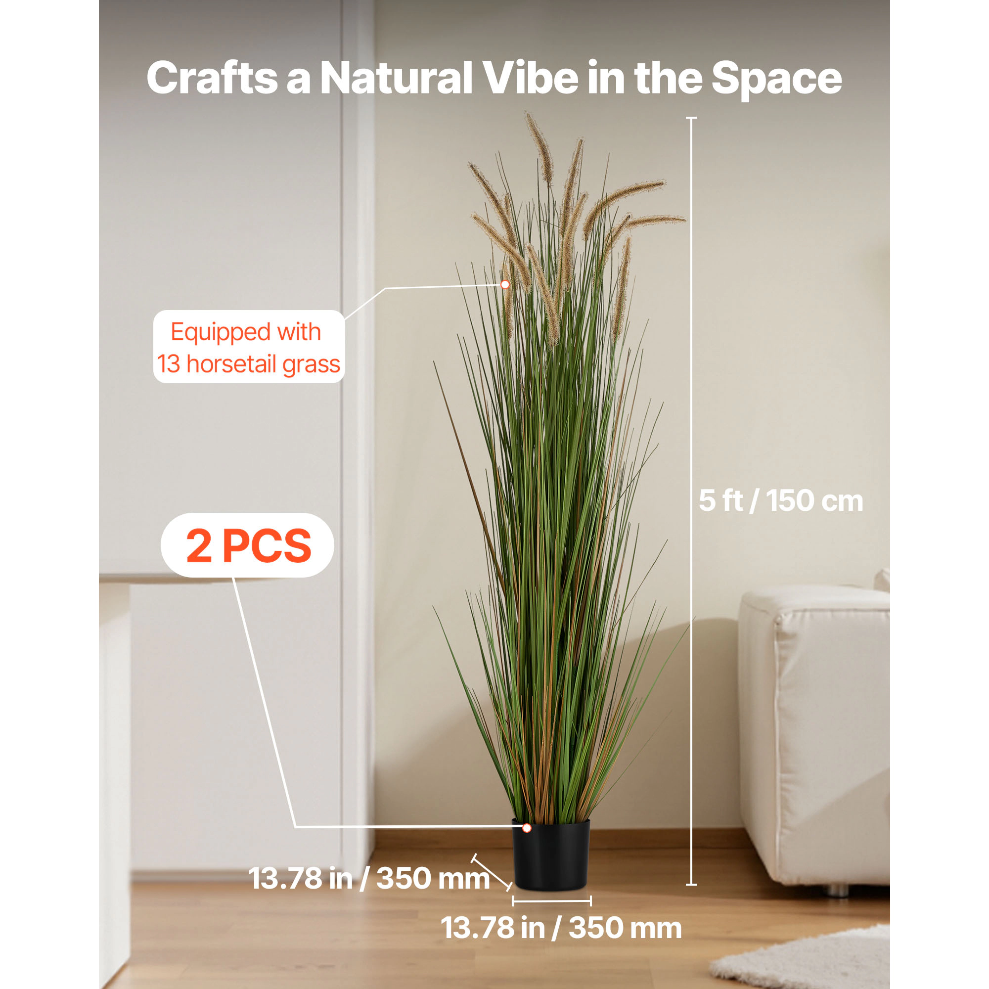 HONGGE Artificial Grass Plant, Faux Fake Greenery Shrubs Plant
