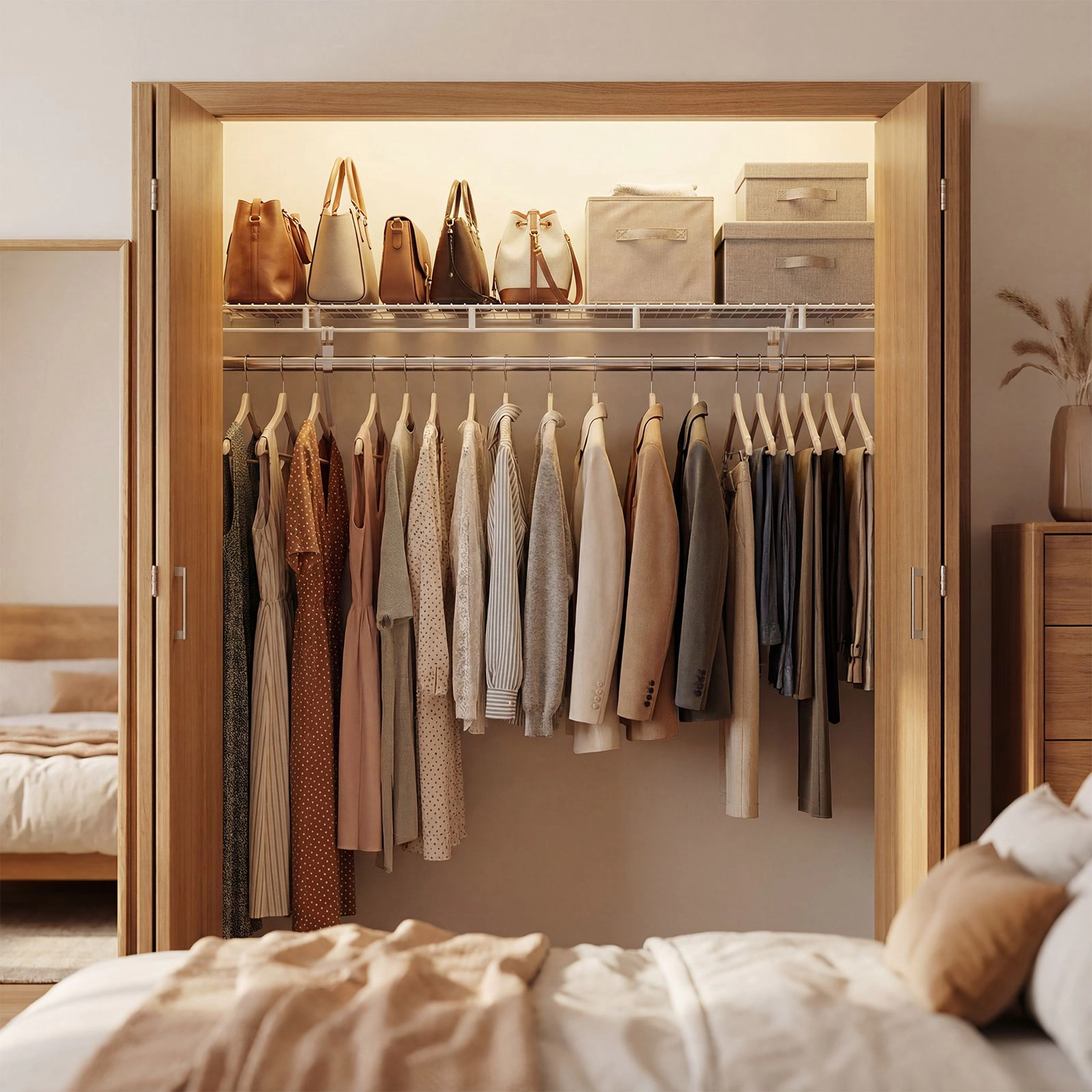 SlickBlue 48" Wall Mounted Closet Shelf with Hanging Rod Storage