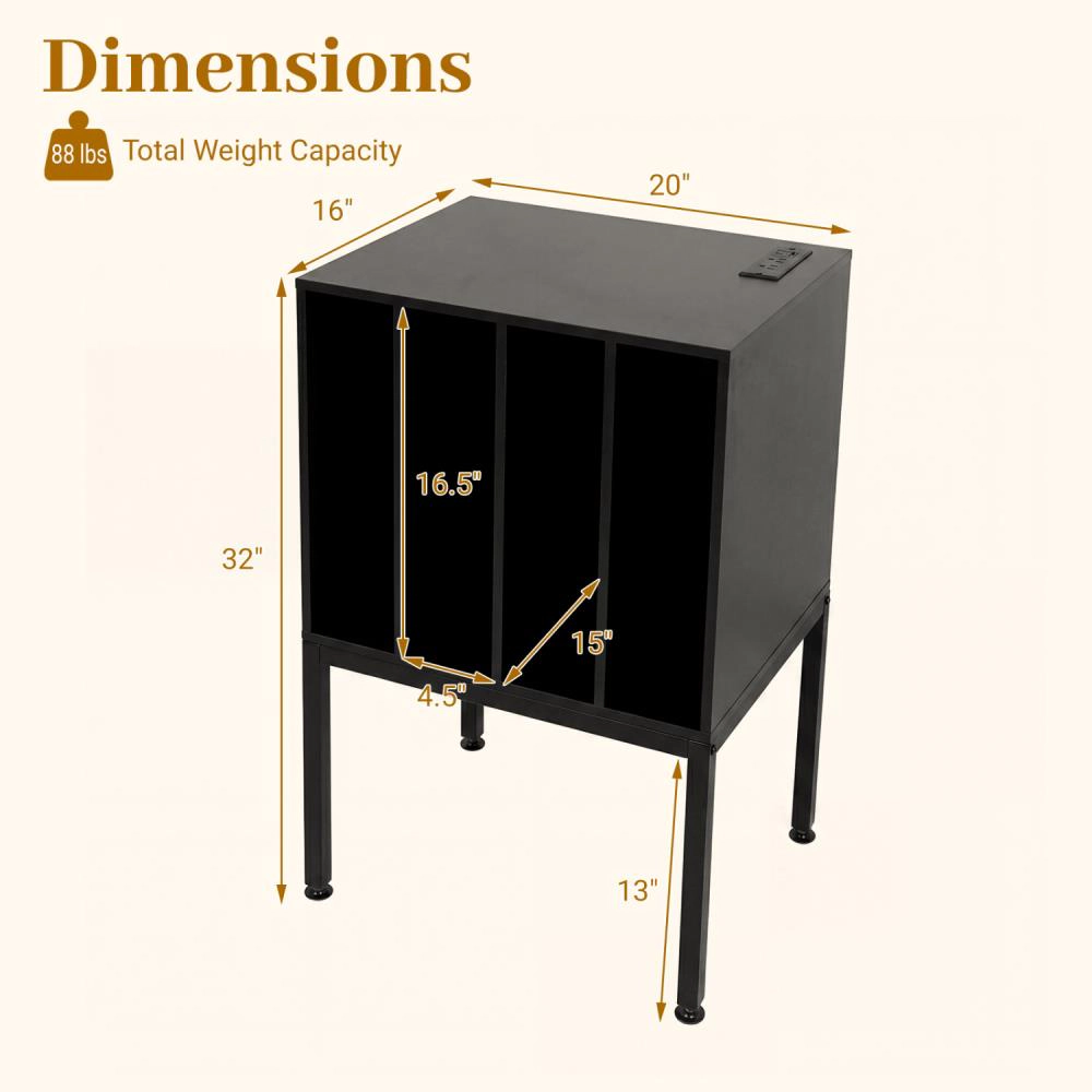 Hivvago Turntable Record Player Stand With Power Outlets