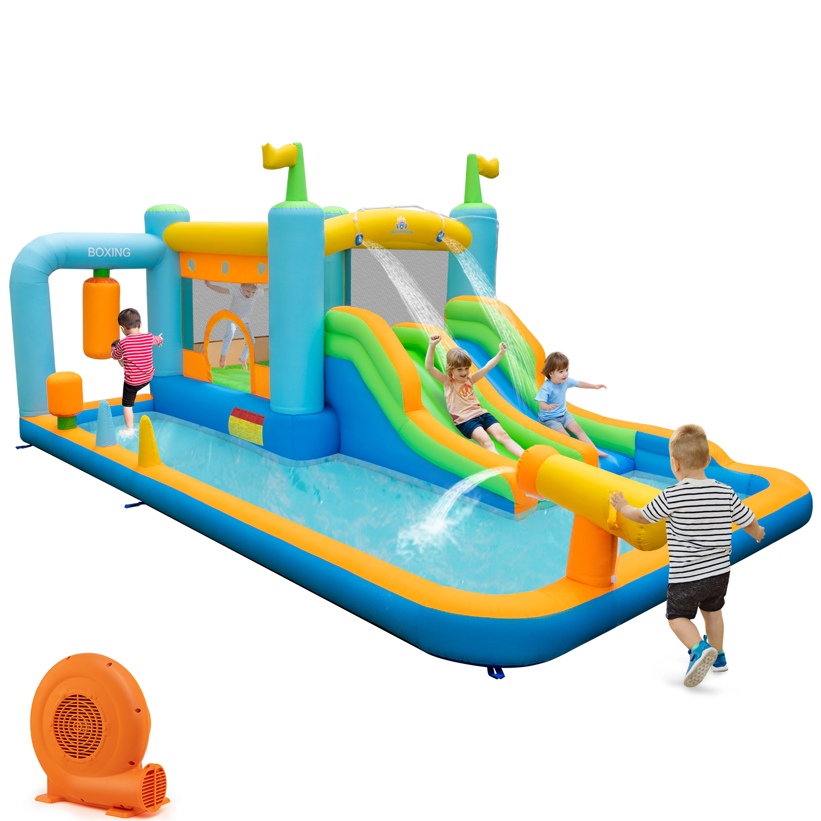 LJG Giant Inflatable Water Slide for Kids Aged 3-10 Years (with 680W Blower)