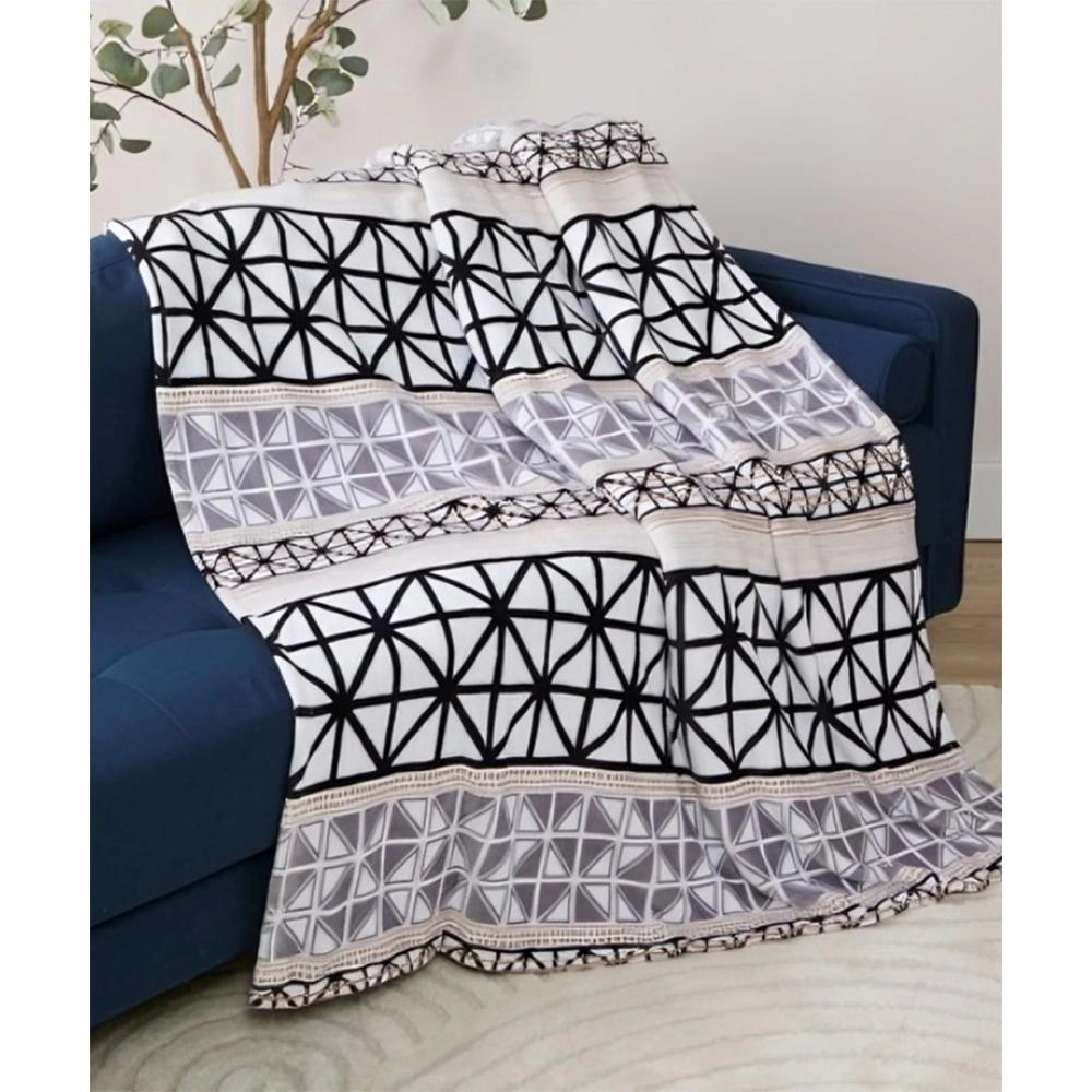 Plazatex Brexton plush Decorative Machine Washable Throw 50" x 70" Black,Grey & White