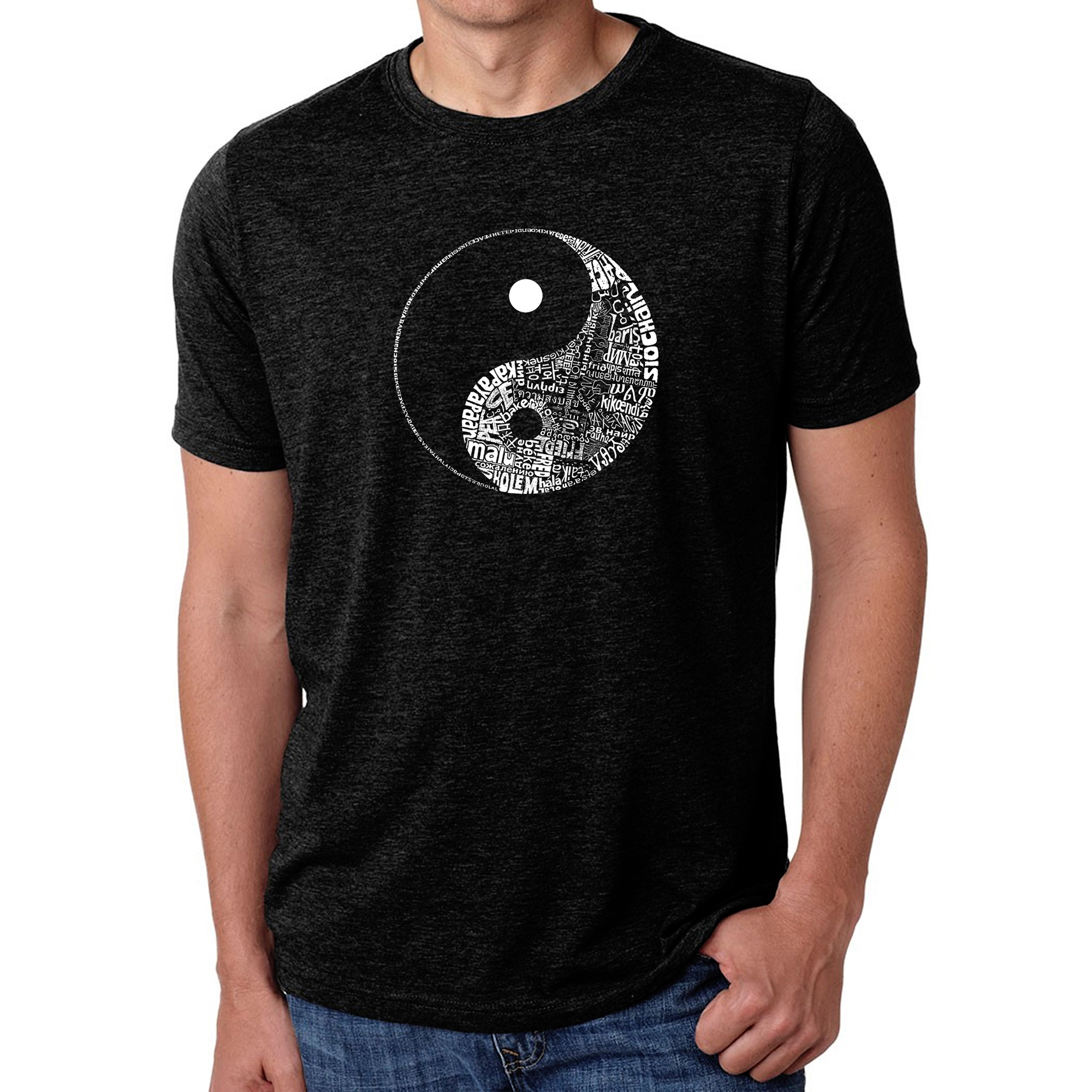 LOS ANGELES POP Art Men's Cotton/Poly Blend Word T-Shirt - Yin Yang