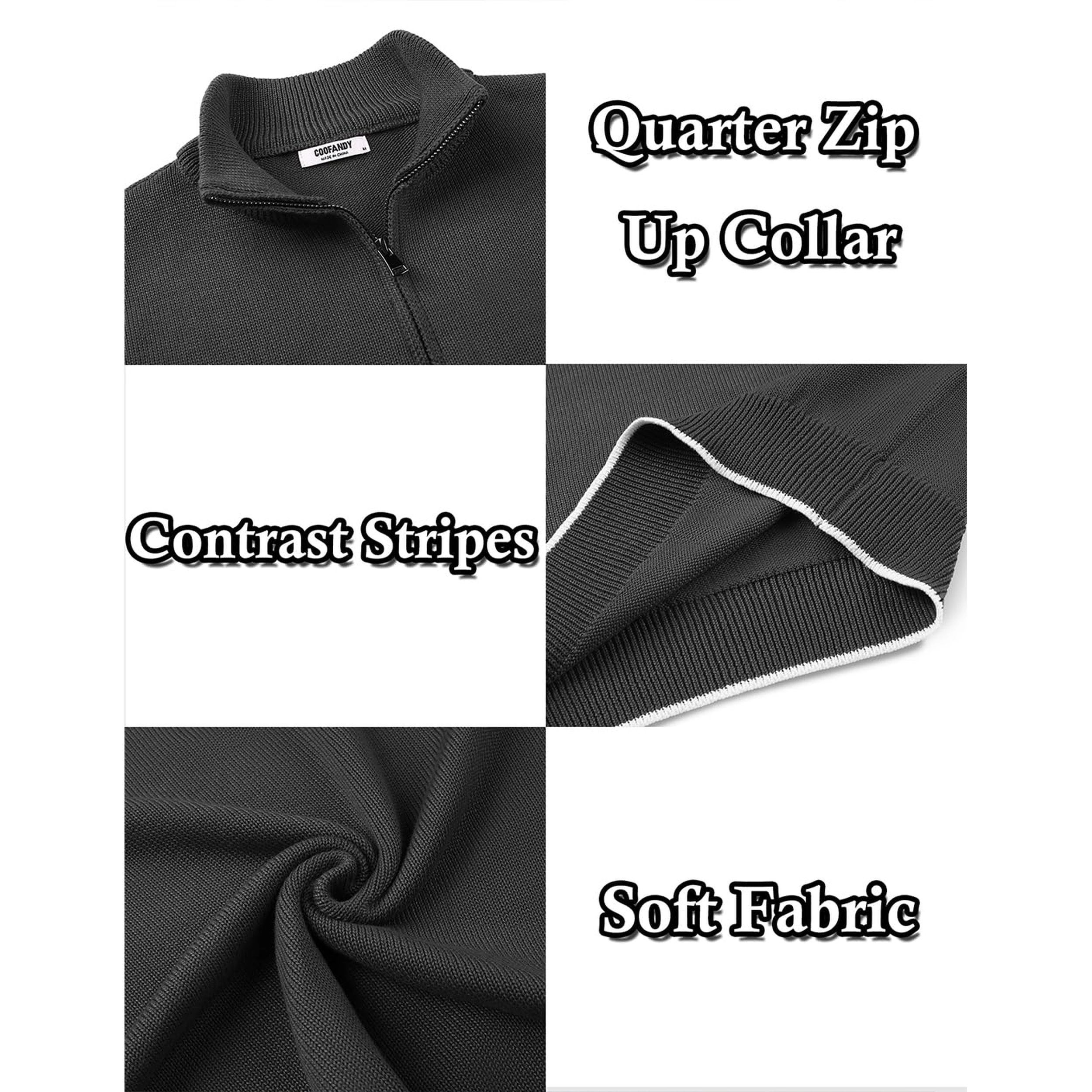 COOFANDY Men's Regular Fit Mock Neck Quarter Zip Pullover Sweater