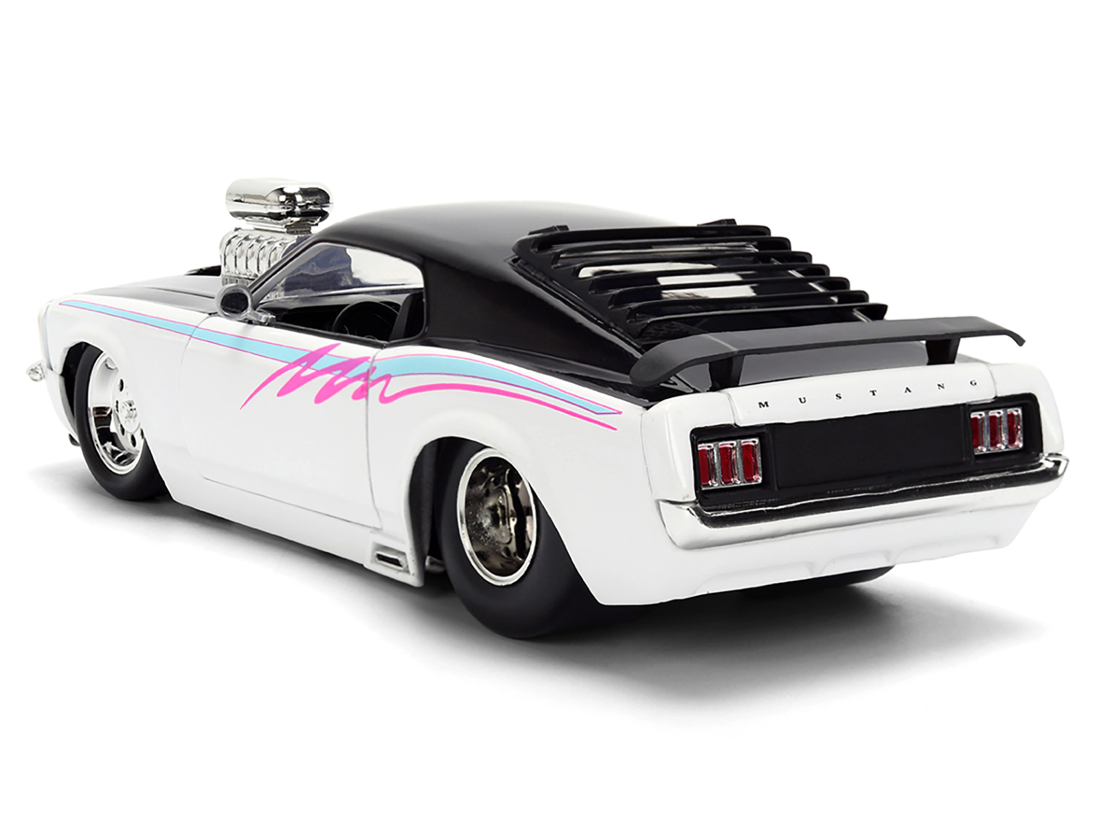 Jada 1970 Ford Mustang Boss 429 Black and White with Graphics "Bigtime Muscle" Series 1/24 Diecast Model Car by Jada