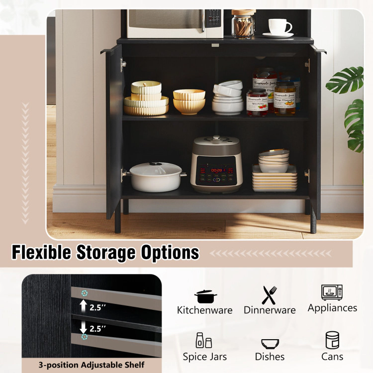 Hivvago 64.5 Inches Tall Kitchen Pantry Cabinet With Charging Station And Wine Glass Rack