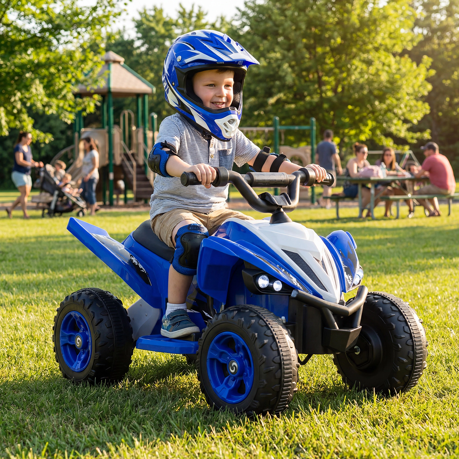 Glintex 12V Kids Ride-On Quad with a 3 to 7 Mph Range and Battery Display