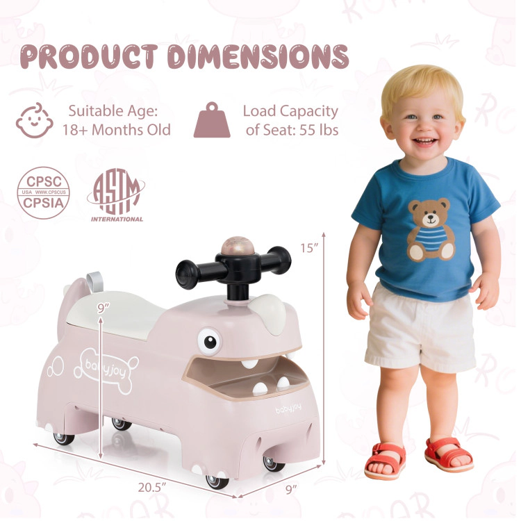 Hivvago Toddler Ride on Toy Walking Sliding Car with Lights and Music