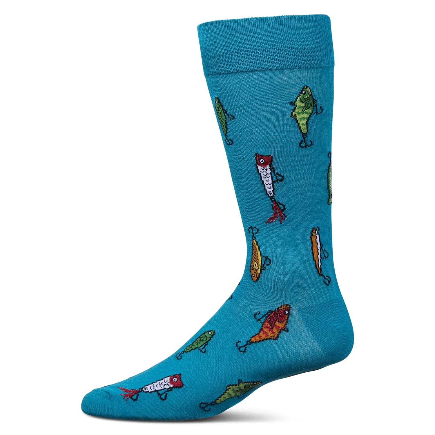 MeMoi Men's Gone Fishin' Rayon From Bamboo Crew Socks