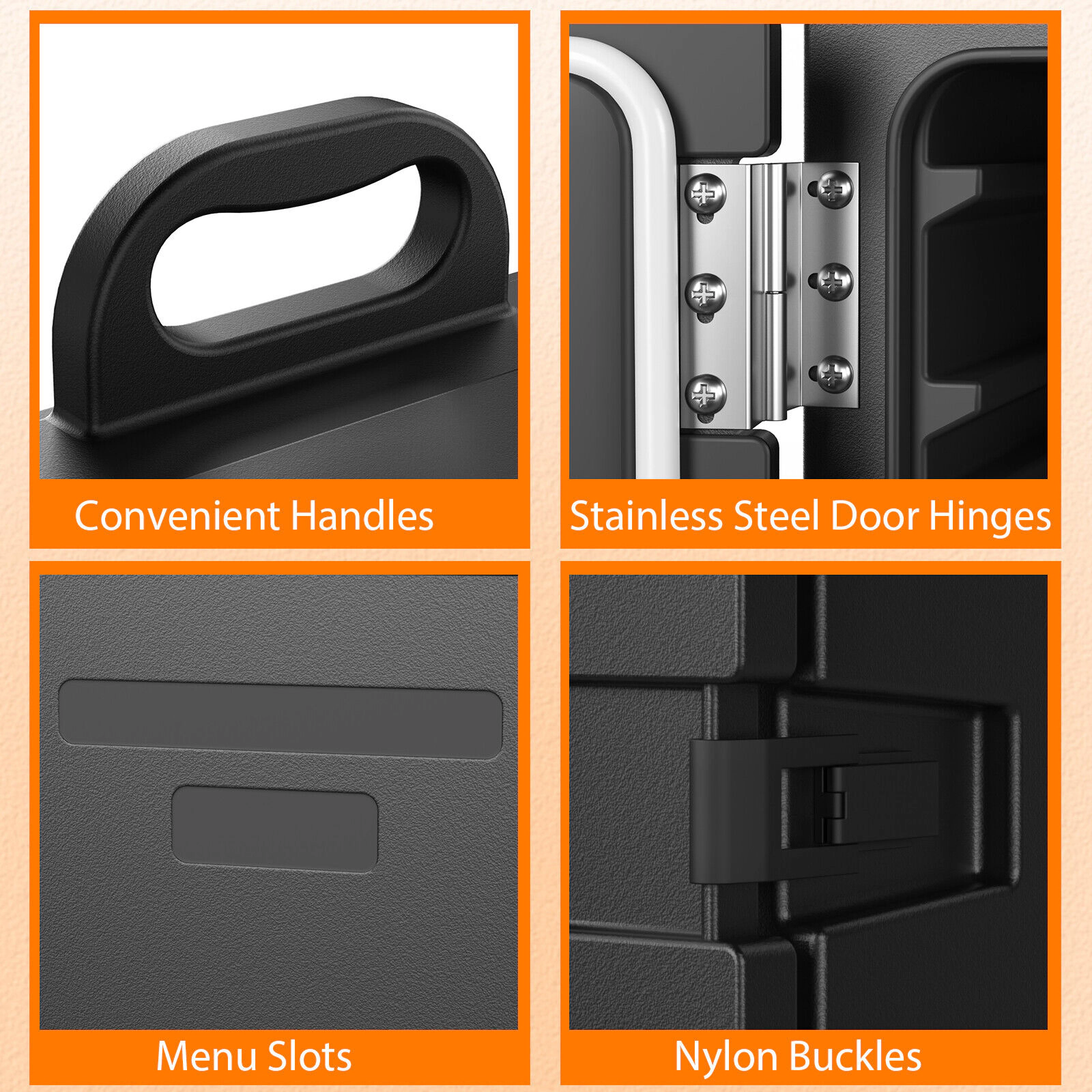 SUGIFT Set of 2 Stackable 81-Qt 8 Dividers 270-Degree Door Insulated Food Pan Carriers 24.5-in x 16.5-in x 29-in Black