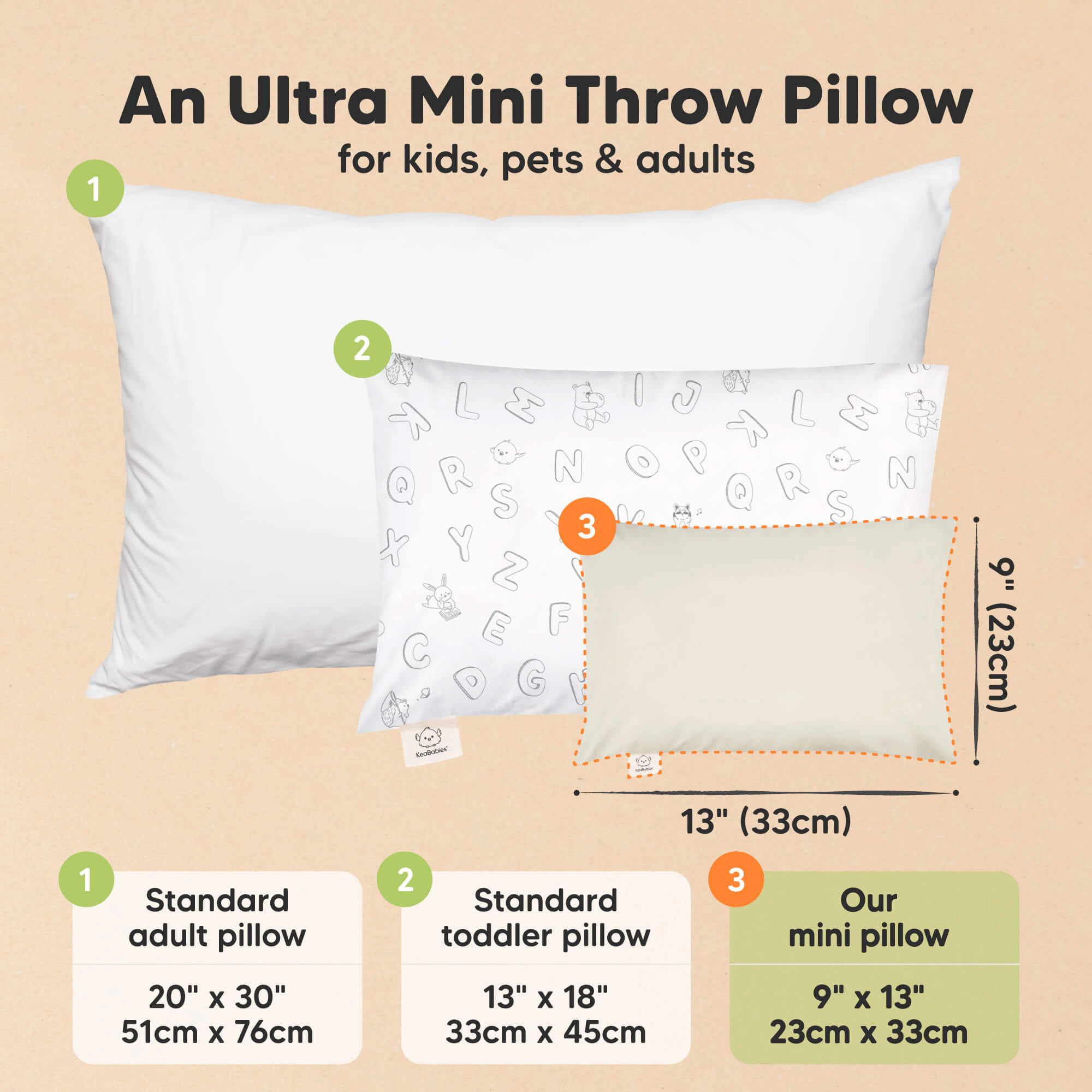 KeaBabies Mini Toddler Pillow With Pillowcase