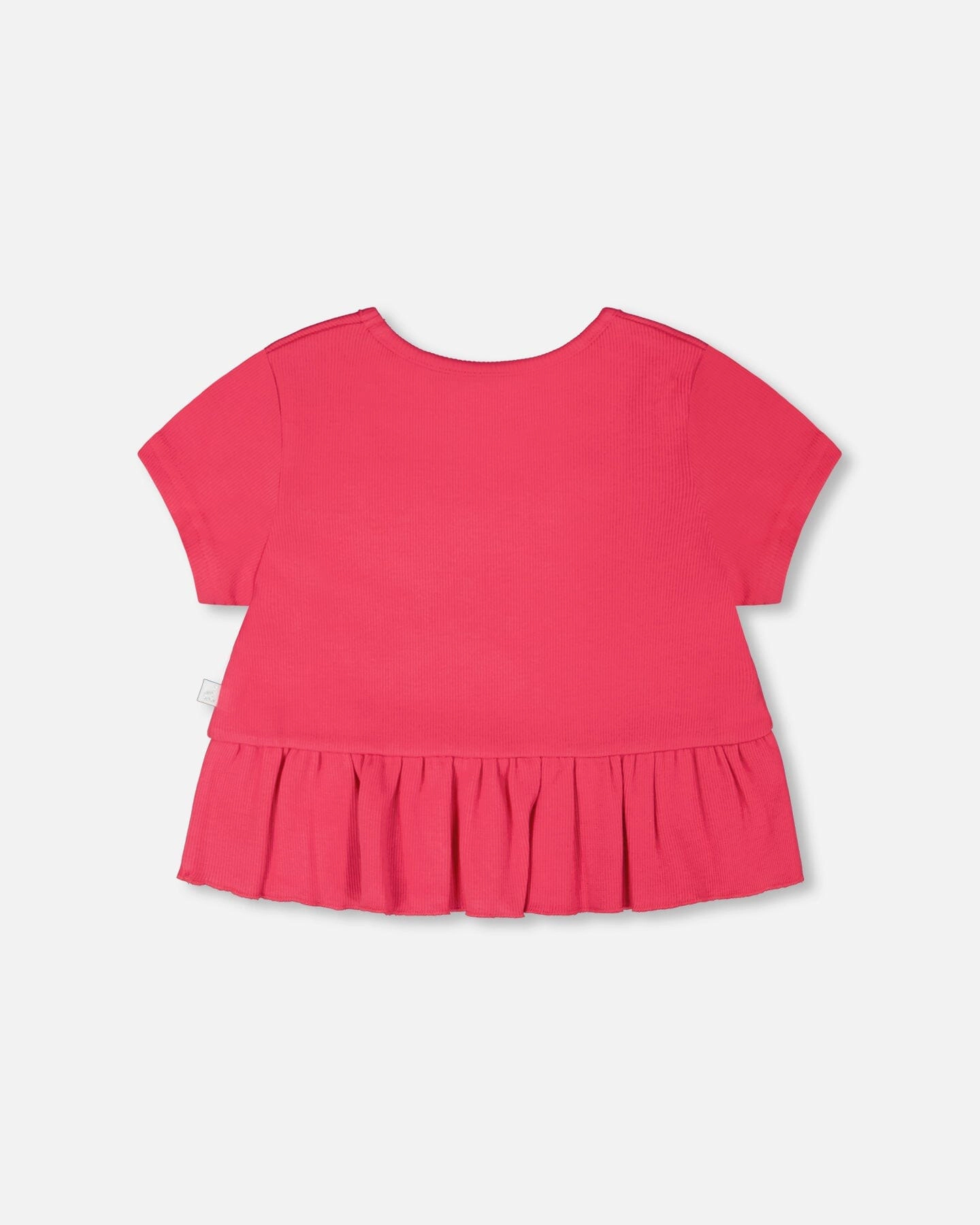 Deux par Deux Girls Rib Crop T-Shirt with Frill
