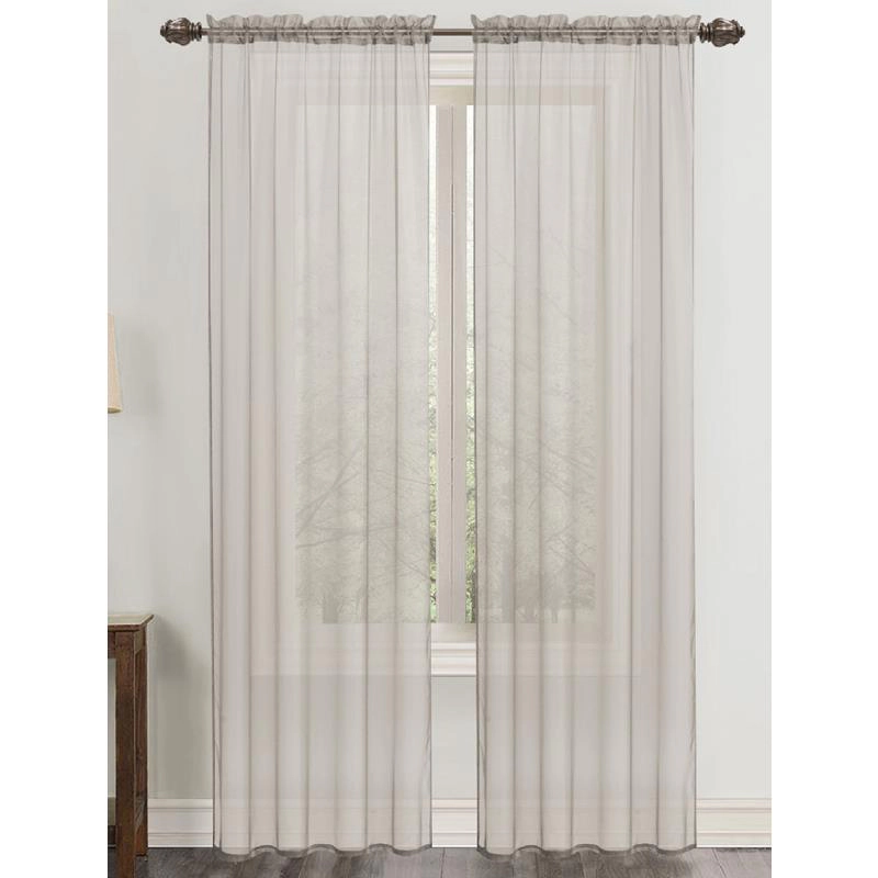 RT Designers Collection Celine Sheer 55 x 90 in. Rod Pocket Curtain Panel Silver