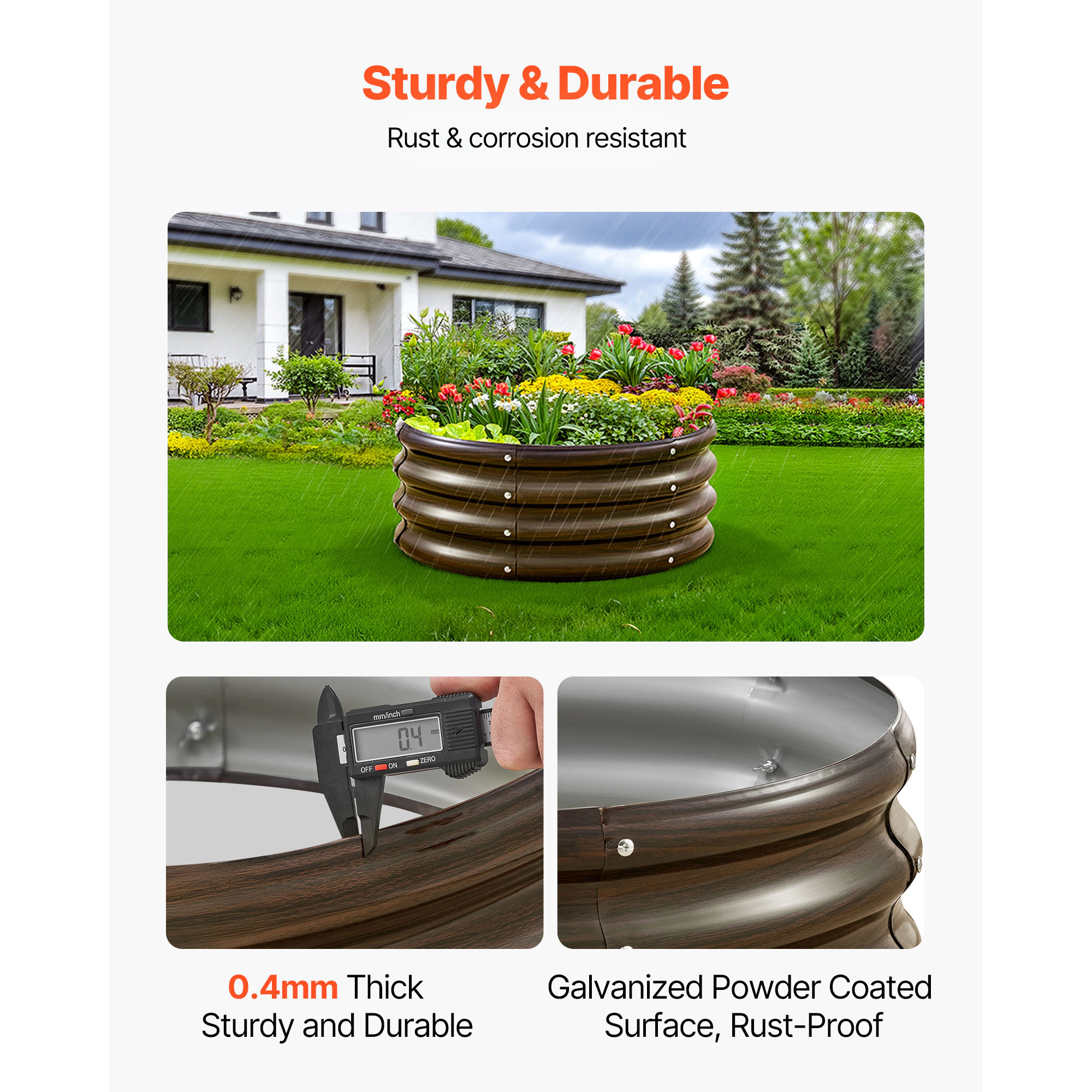 HONGGE Metal Raised Garden Outdoor Galvanized Planter Garden Planter Raised for Vegetables Flowers