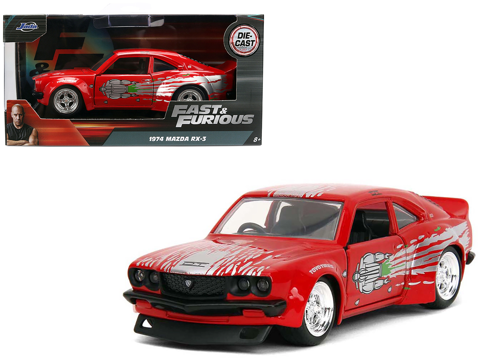 Jada 1974 Mazda RX-3 Red with Graphics "Fast & Furious" Series 1/32 Diecast Model Car by Jada