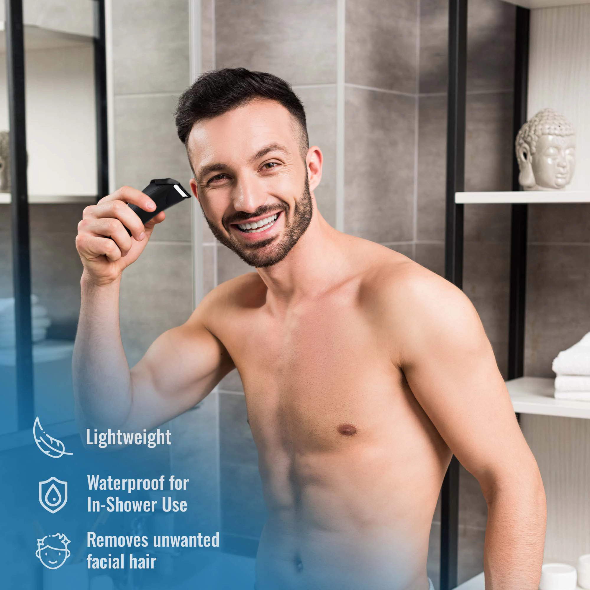 Pursonic Men's Complete Grooming Care Bundle – Mario Lopez Wireless Body Hair Trimmer, Nose & Ear Hair Trimmer & Face and Body Wipes Set