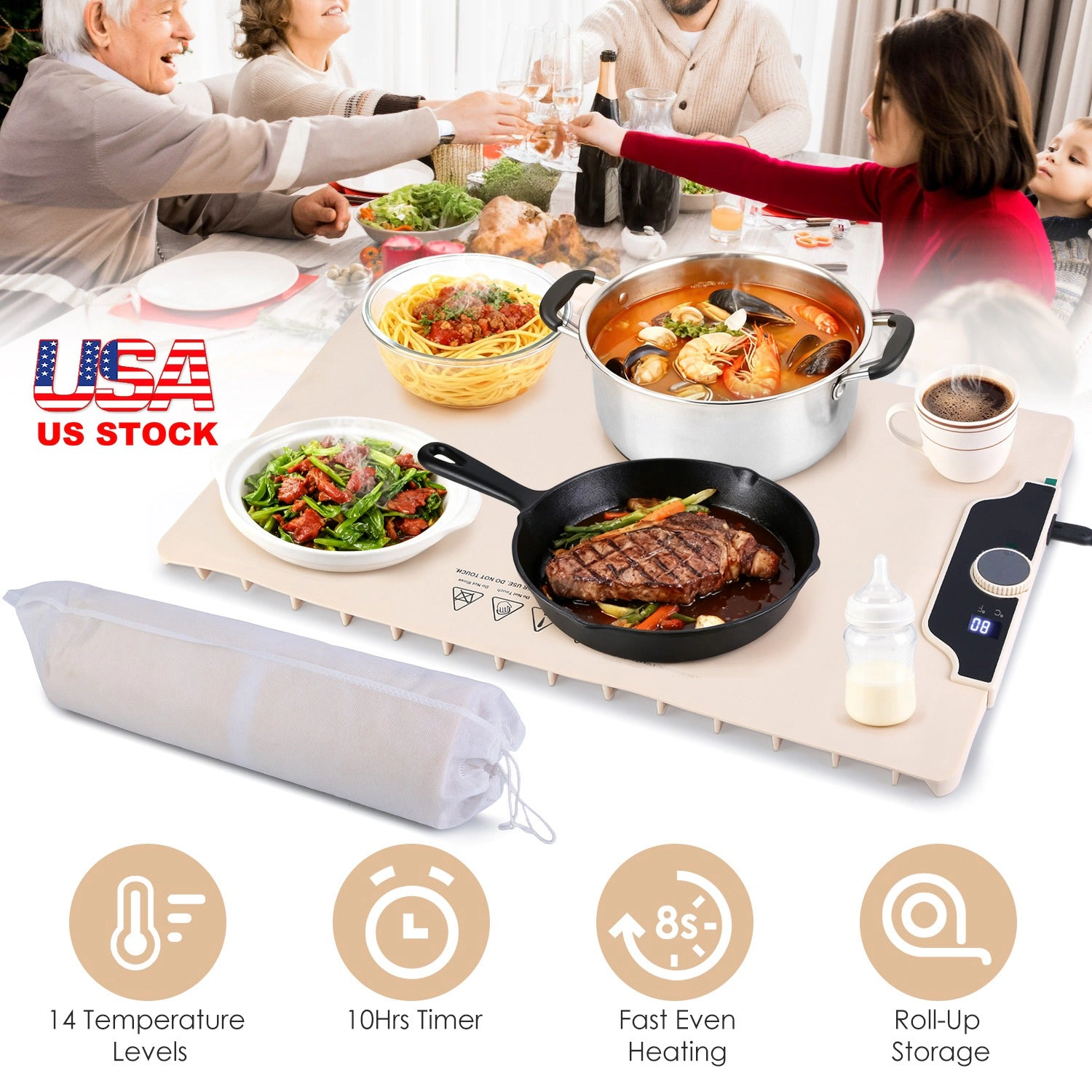 GBruno Silicone Food Warming Mat With Timer