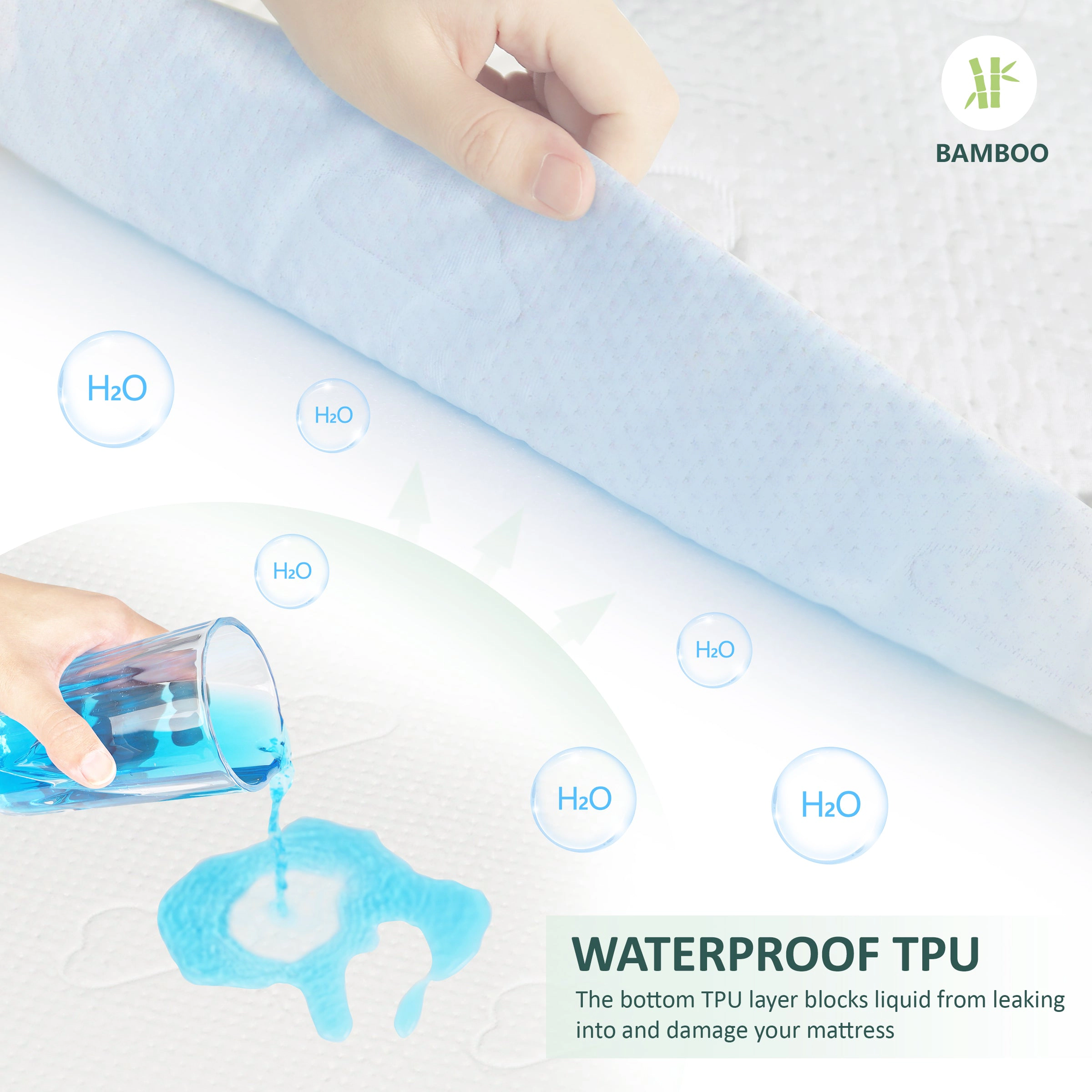 MarCielo Cooling Waterproof Mattress Protector - Premium Soft Breathable Viscose Fitted Bed Cover