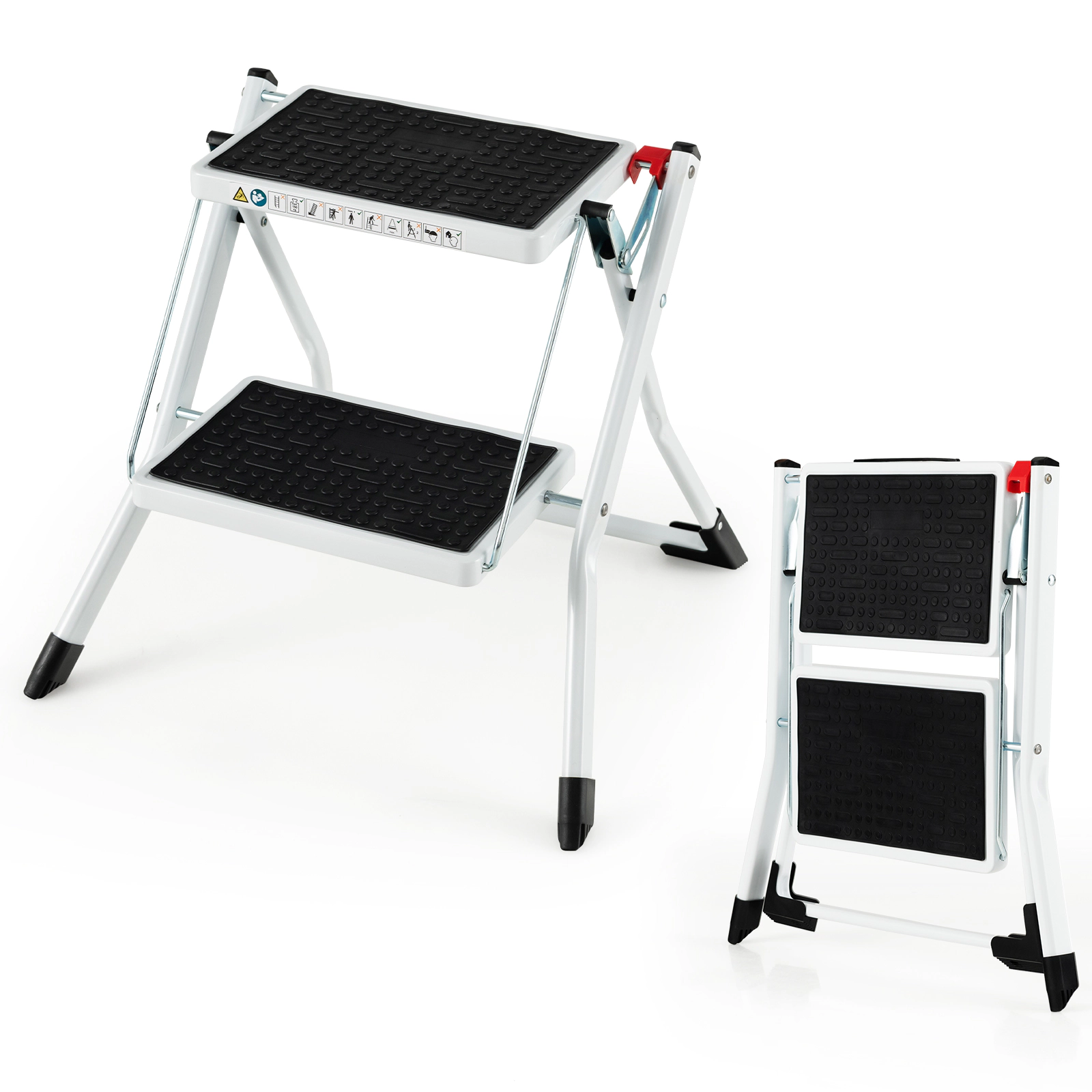 SUGIFT 330-lb Capacity 2-Step Folding Ladder with Anti-Slip Pedals Reinforced Crossbar and Foot Pads