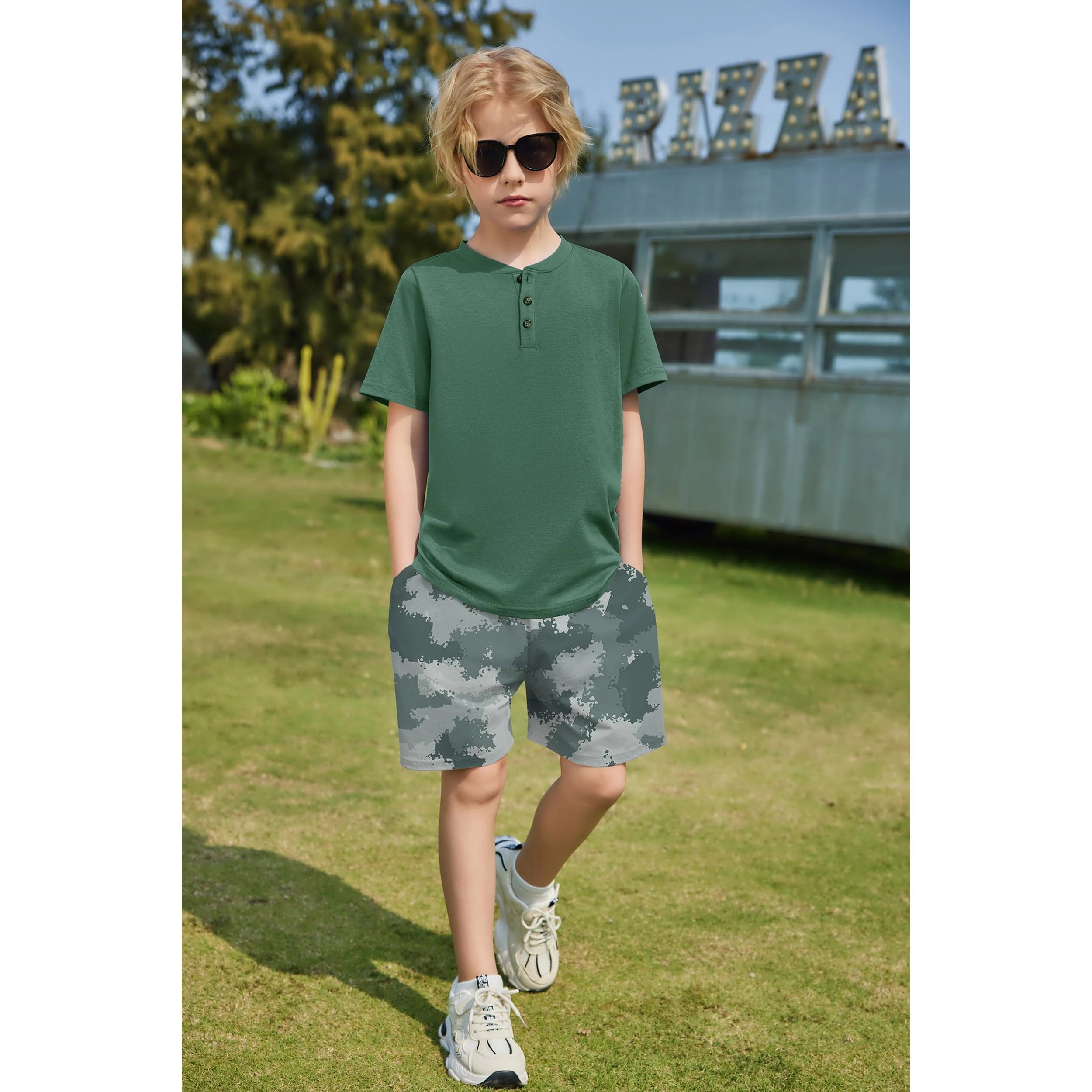 Arshiner Boys Summer Clothing Sets Button Short Sleeve T-Shirt And Shorts Casual Outfits