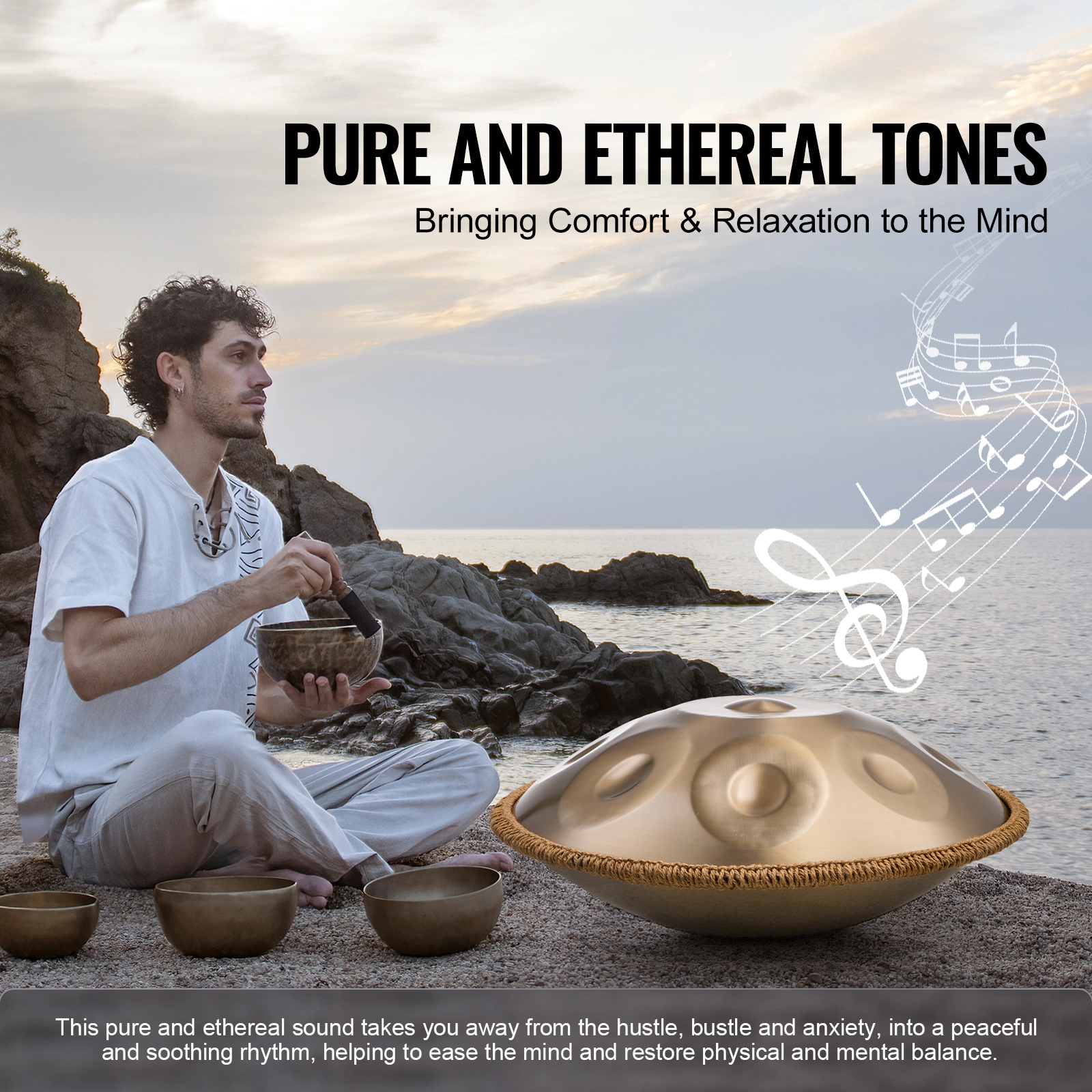 HONGGE Handpan Drum 22 in D Minor with Mallets, Stand & Carry Bag, Steel Healing Sound Percussion for Adults Beginners
