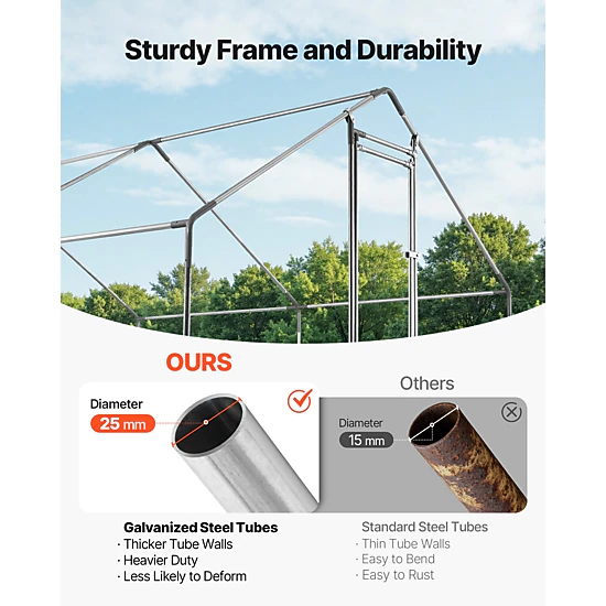 HONGGE Large Metal Chicken Coop Walk-in Chicken Run House with Waterproof Cover & Sturdy Frame Spire Roof Poultry Cage