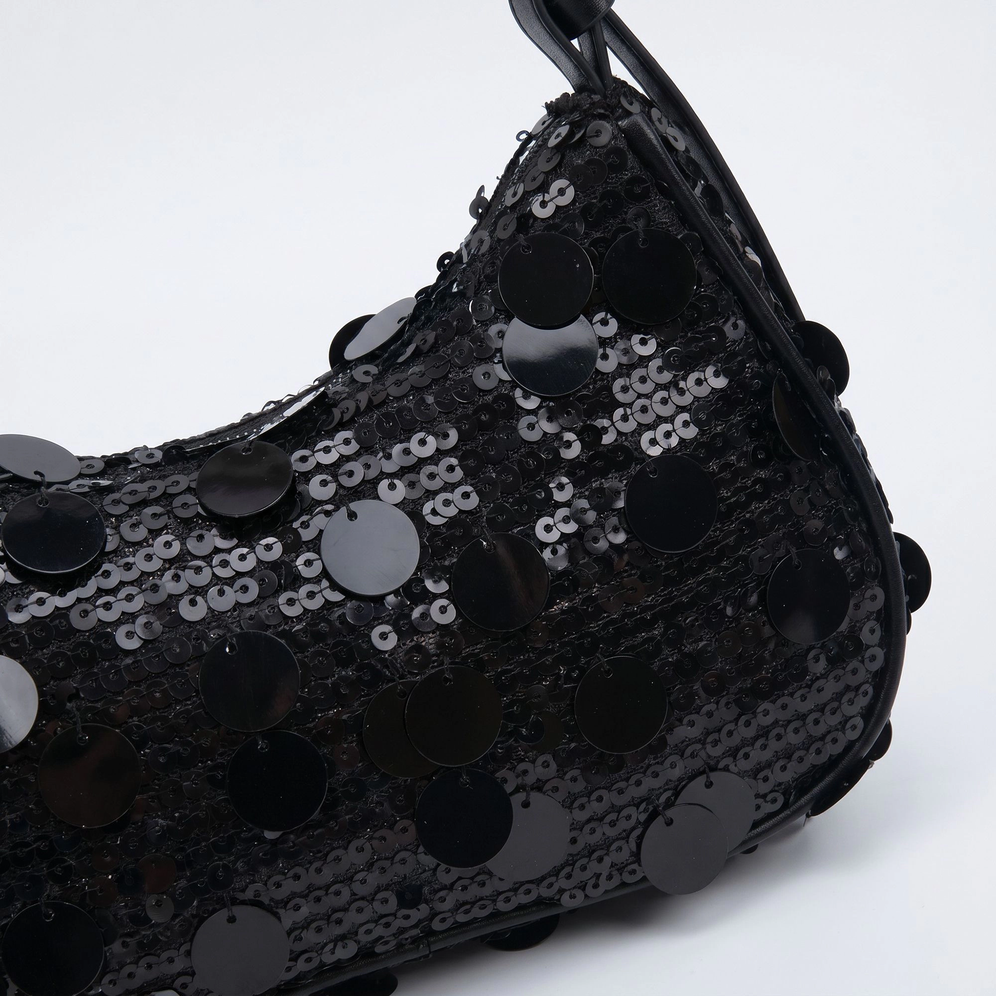 Alilang Women's Sequin Crescent Shoulder Bag with Disc Paillette Details and Slim Strap