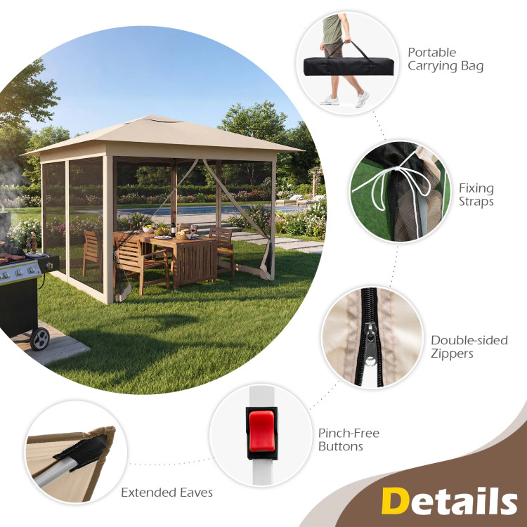 Hivvago 11.5 x FT Pop-up Canopy Instant One-Person Setup with Mesh Screen Netting