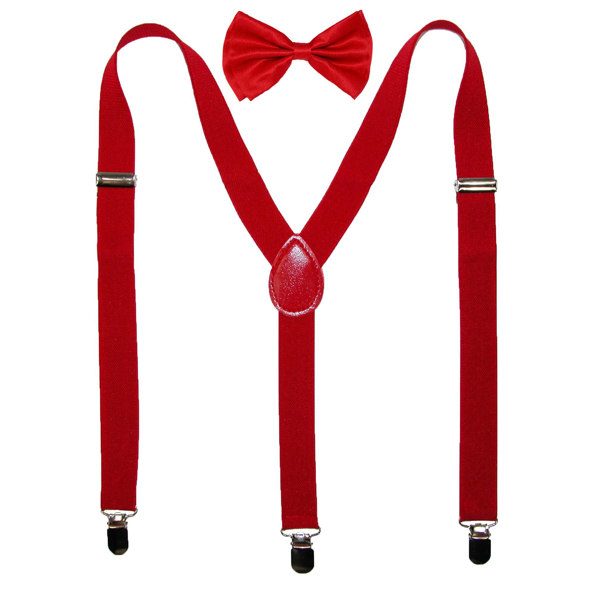 CTM Men's Solid Bow Tie with Suspender Set