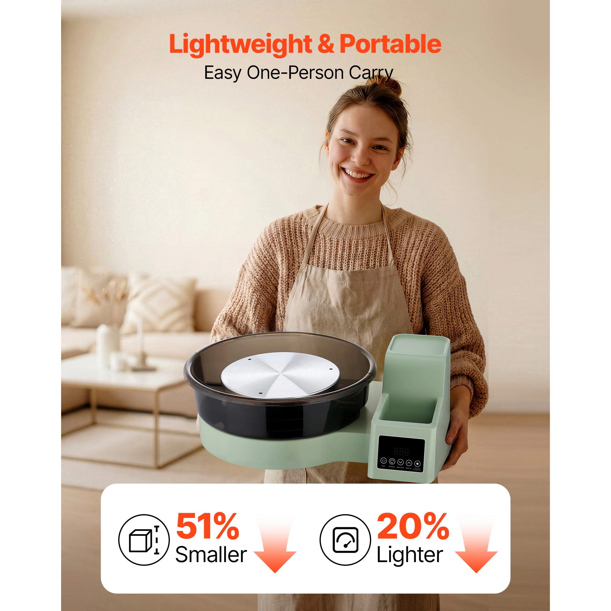 HONGGE Pottery Wheel for Adults 14" and 11" Turntables 450W Electric Table Top with Foot Pedal 30-300 RPM