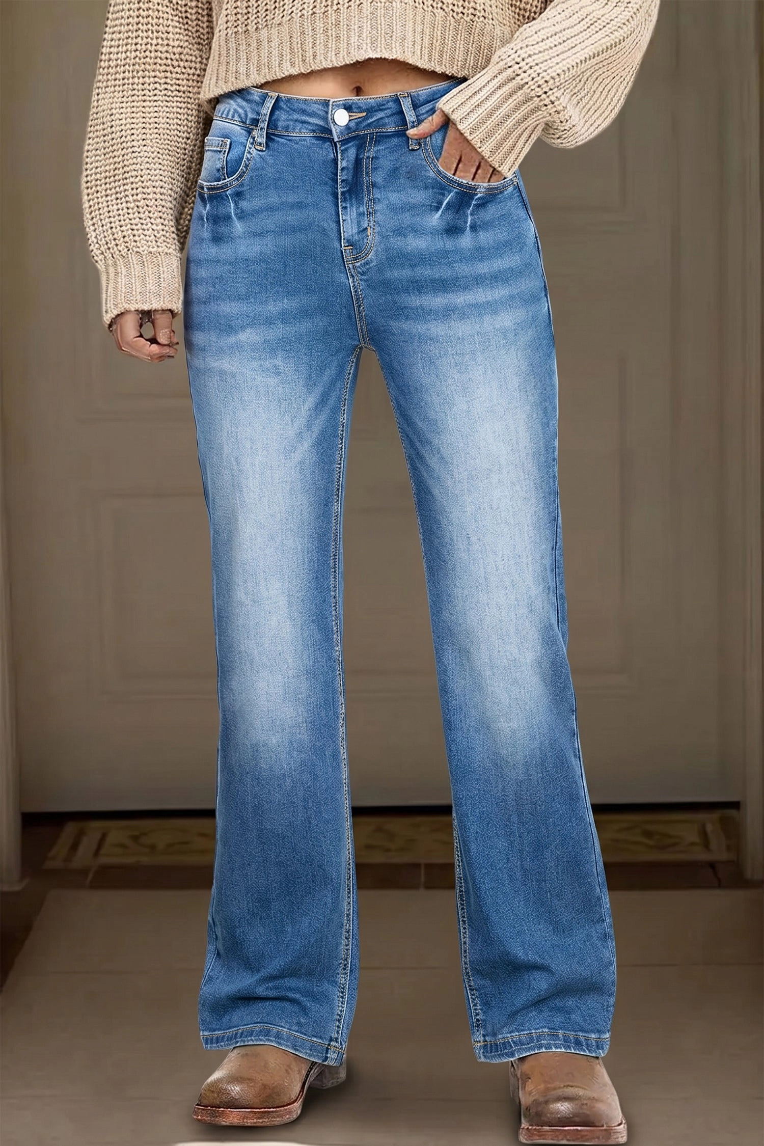 Threaded Pear Womens Raven Full Length Casual Jeans