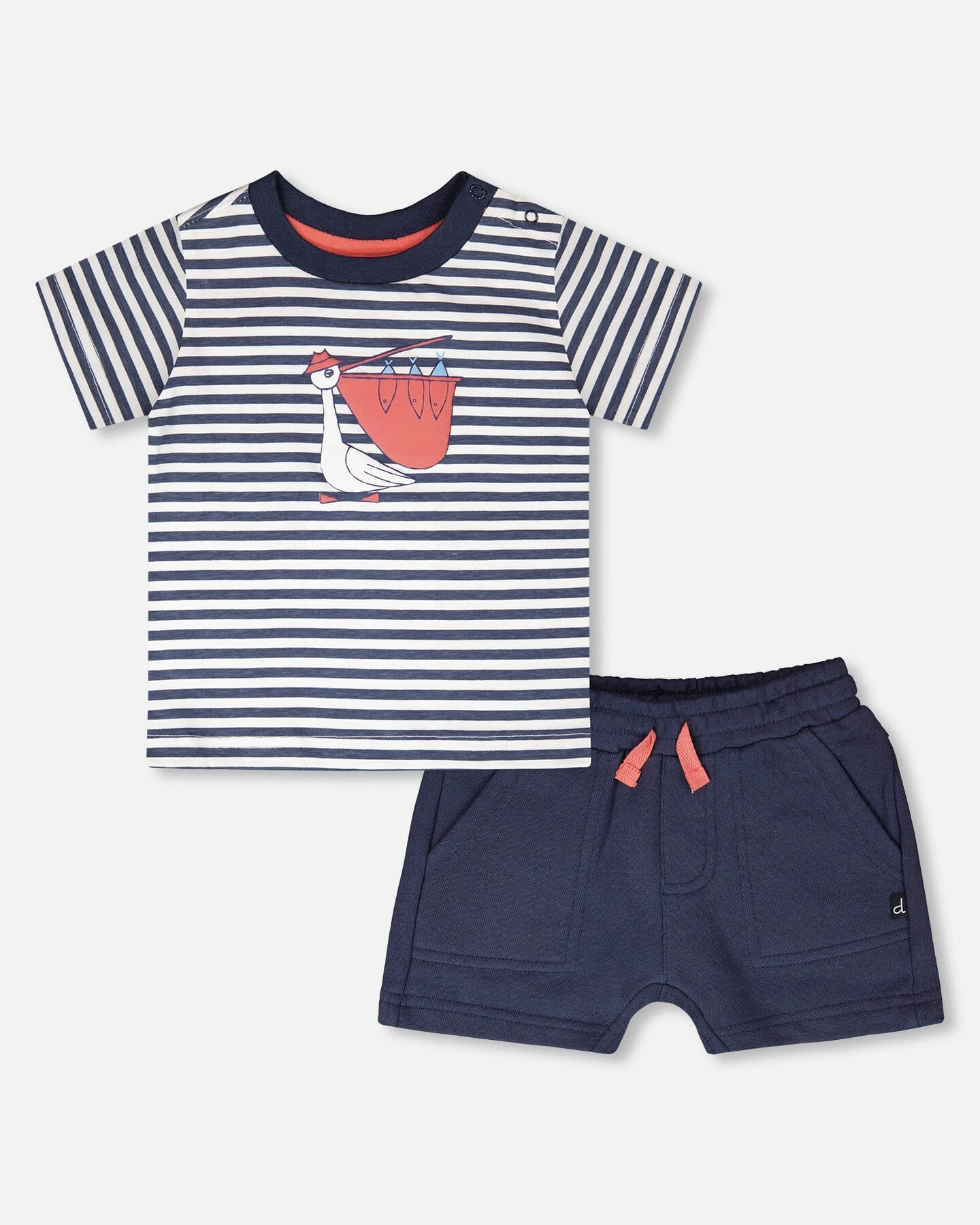 Deux par Deux Boys Organic Cotton T-Shirt and Short Set Stripes
