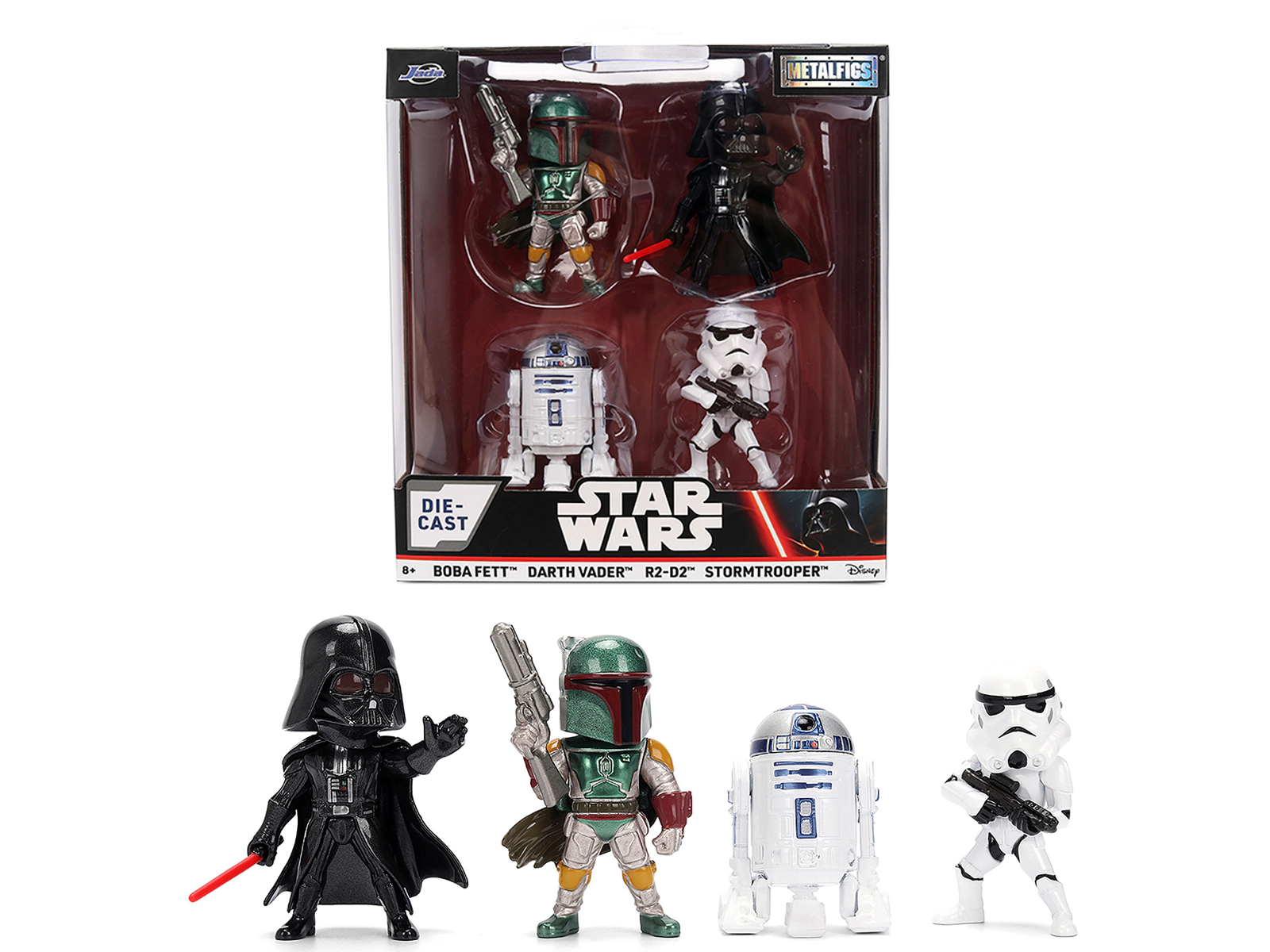 Jada Set of 4 Diecast Figures "Star Wars" Movie Franchise "Metalfigs" Series Diecast Models by Jada