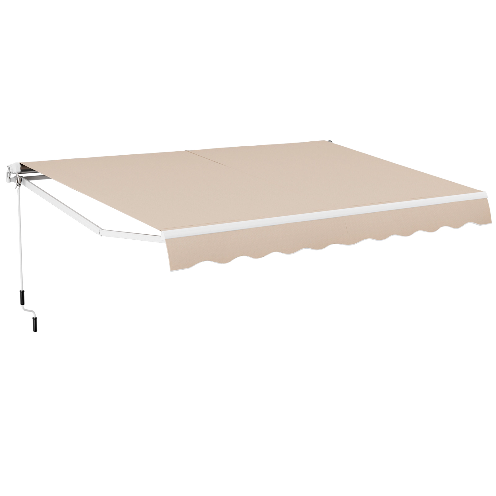 SUGIFT Beige 13-ft x 8-ft Retractable Aluminum Patio Awning Deck Sunshade with Hand Crank and Pitch