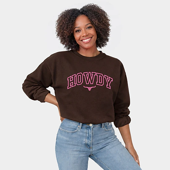 Simply Sage Market - Embroidered Howdy Bull Varsity -  Women's Graphic Sweatshirt