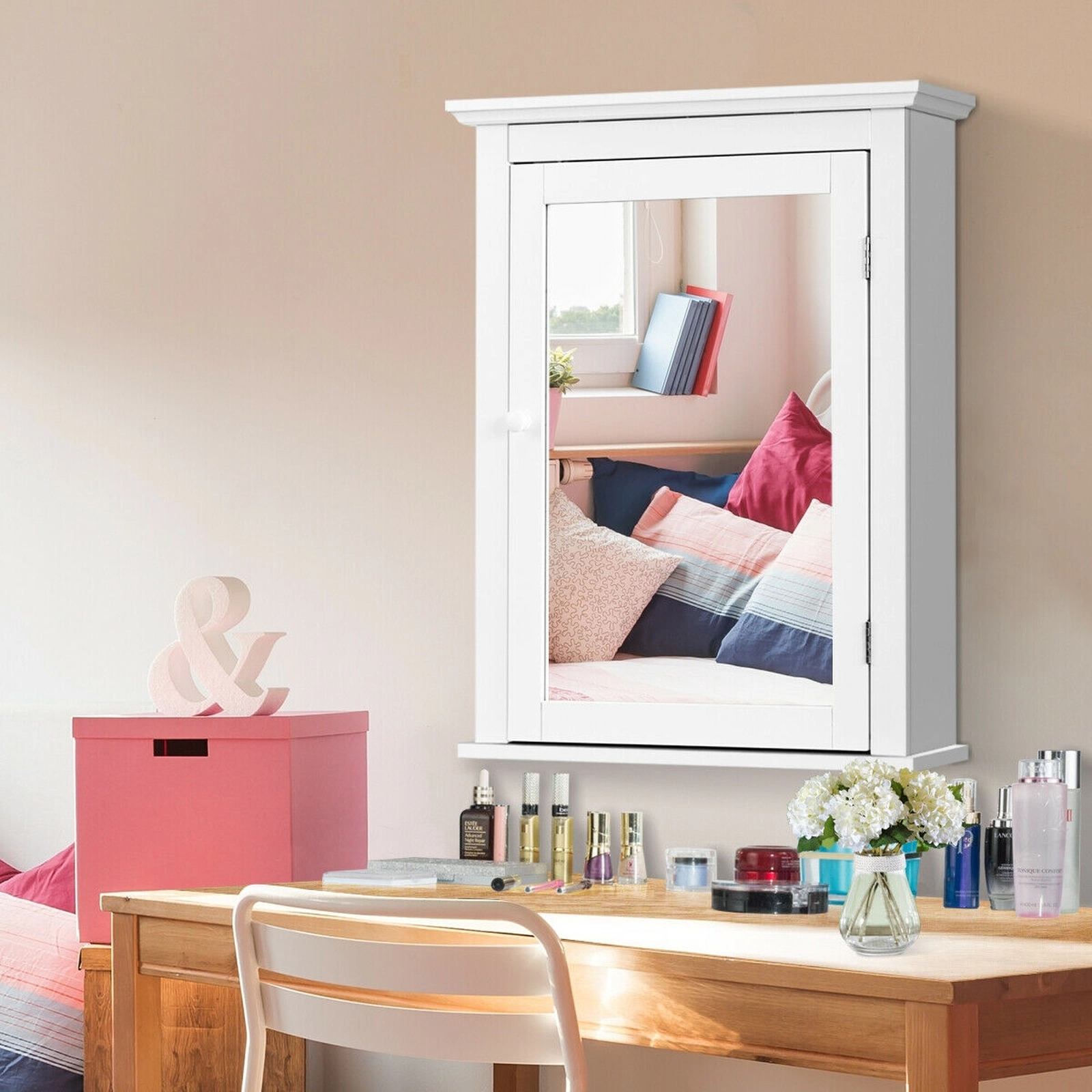SUGIFT Wall Mounted Bathroom Mirror Medicine Cabinet with Shelf 11-lb Cabinet Capacity 6.6-lb Shelf Capacity 22