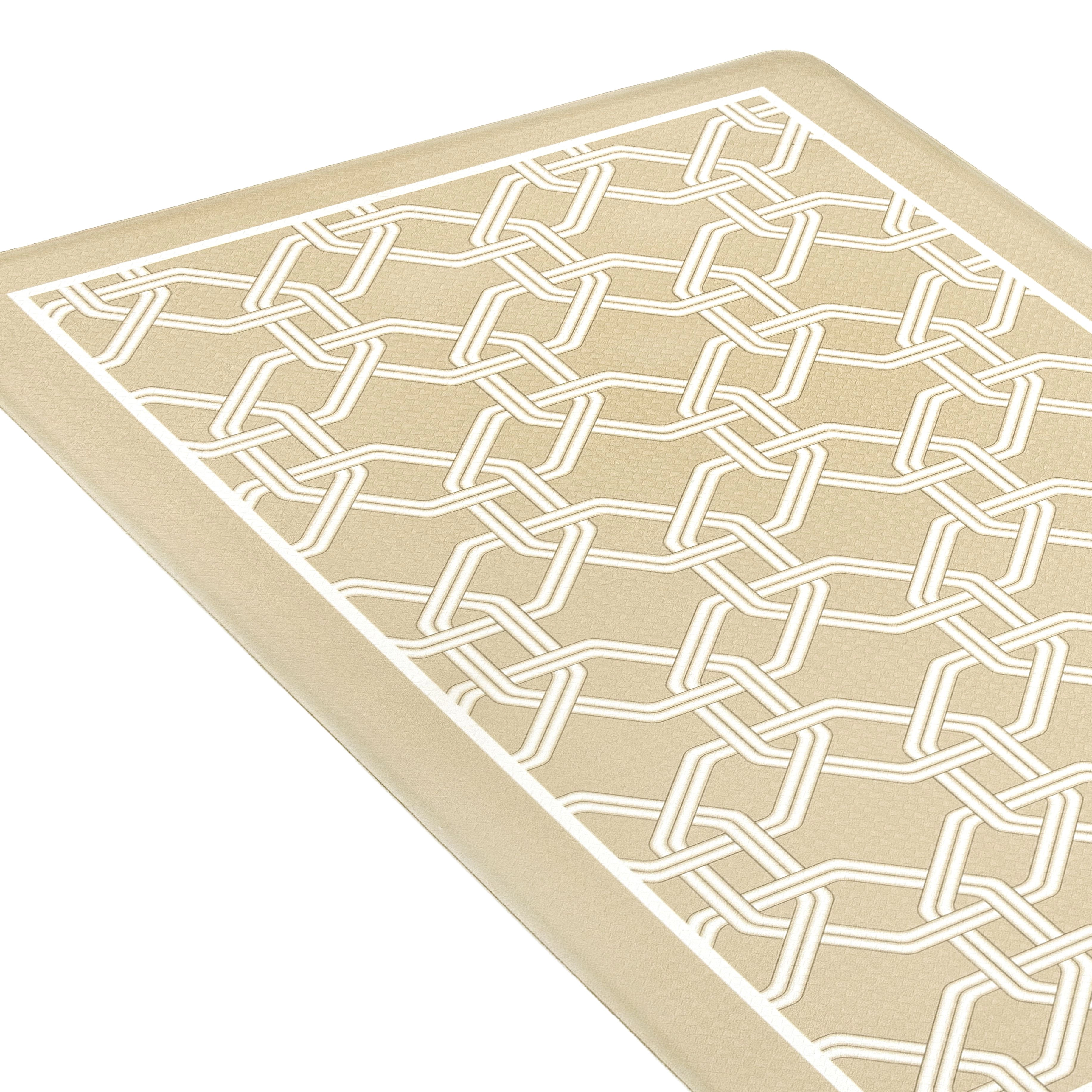 Kate Aurora Versailles Modern Geometric Chain Link Memory Foam Anti Fatigue & Skid Resistant Kitchen Mat - 18" x 30"