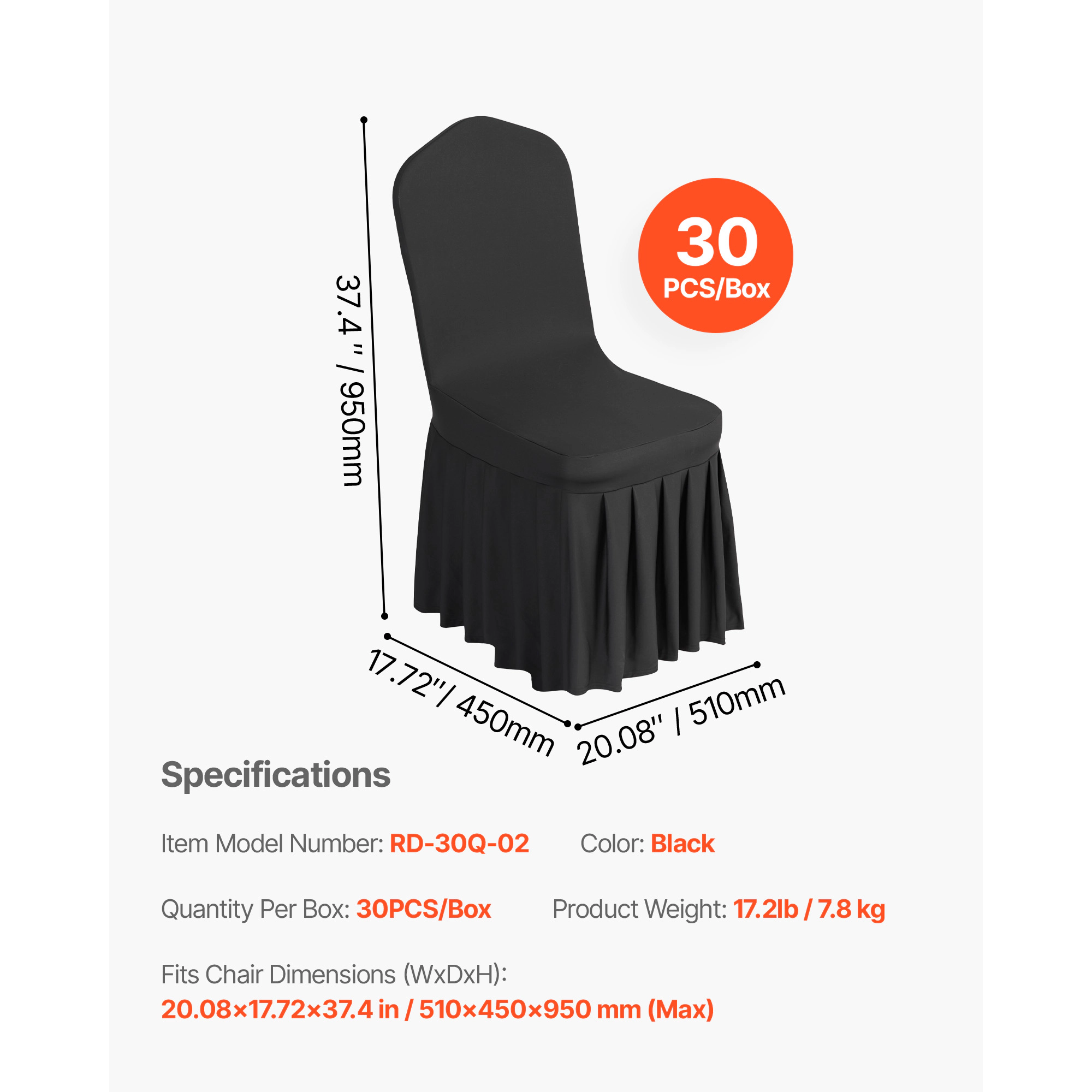 HONGGE Chair Covers Polyester Spandex Cover Stretch Slipcovers for Wedding Party Dining Banquet Flat-Front