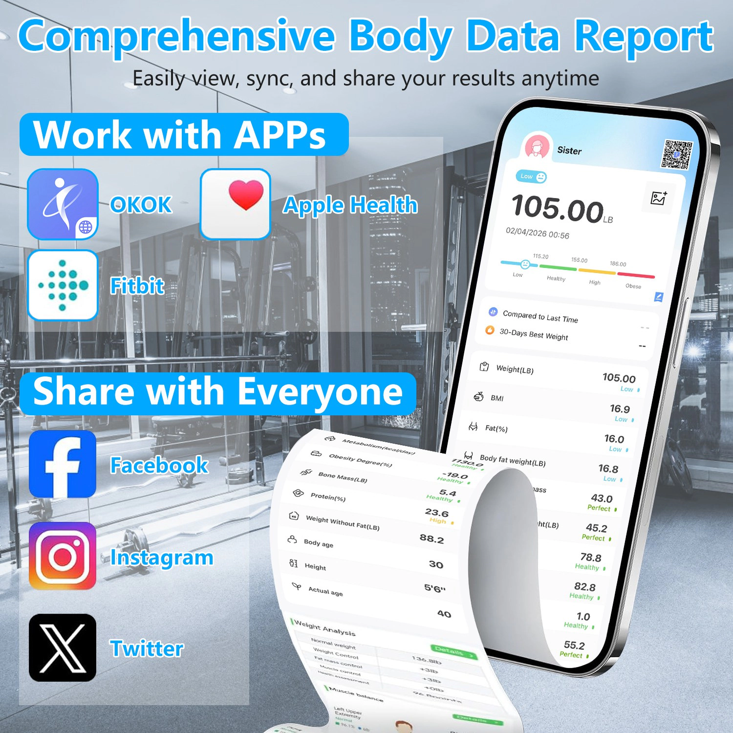 GBruno Smart Digital Body Weight Scale With App Sync